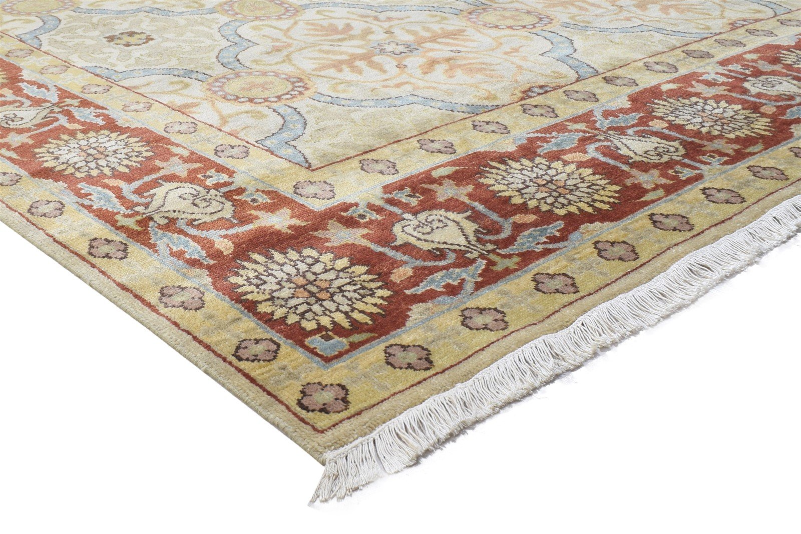8' X 10' Rug Wool Beige Persian Hand Knotted Mughal Oriental Large Carpet   7864346443925