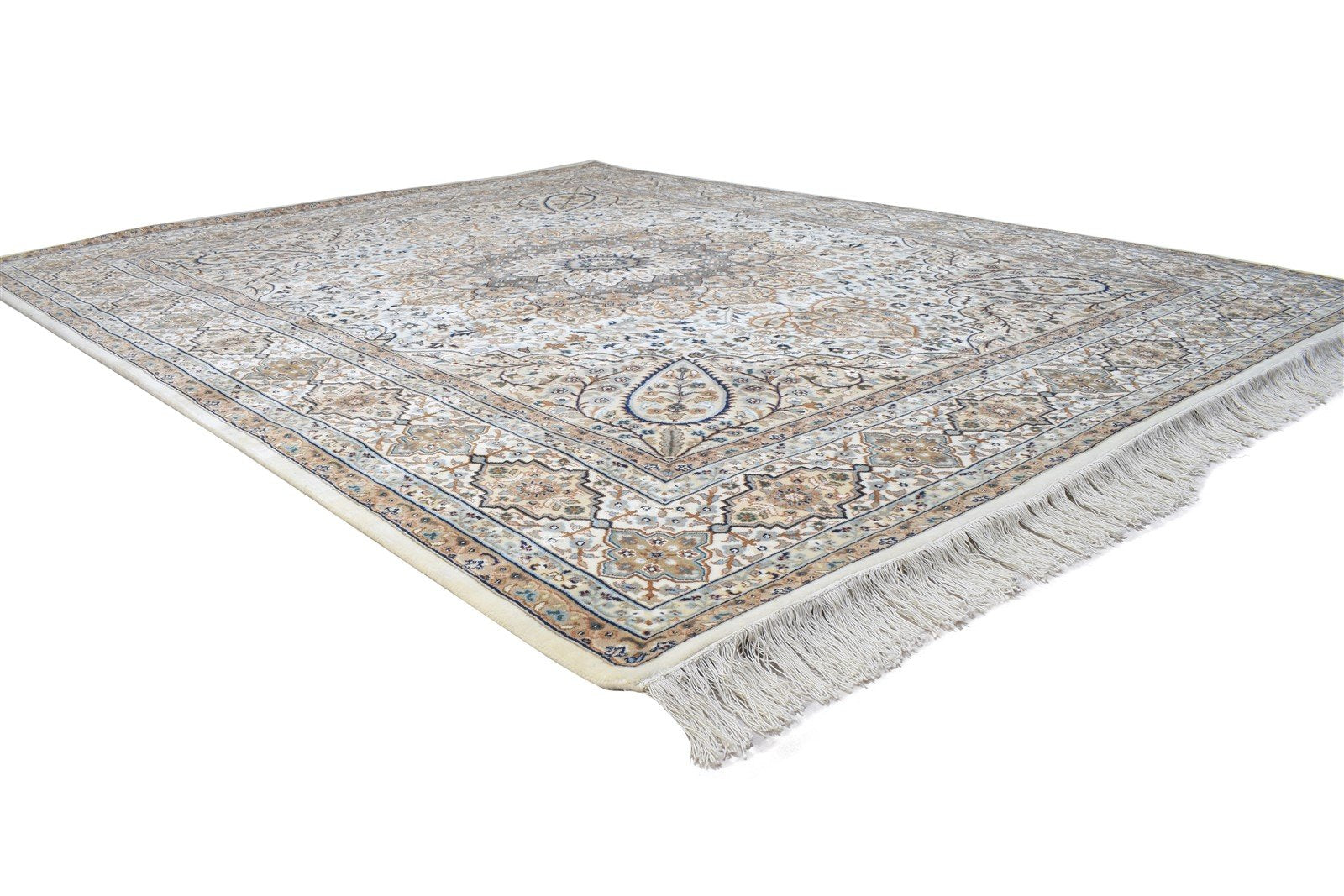 8' X 10' Rug Wool Beige Persian Hand Knotted Tabriz Oriental Large Carpet   7864345493653