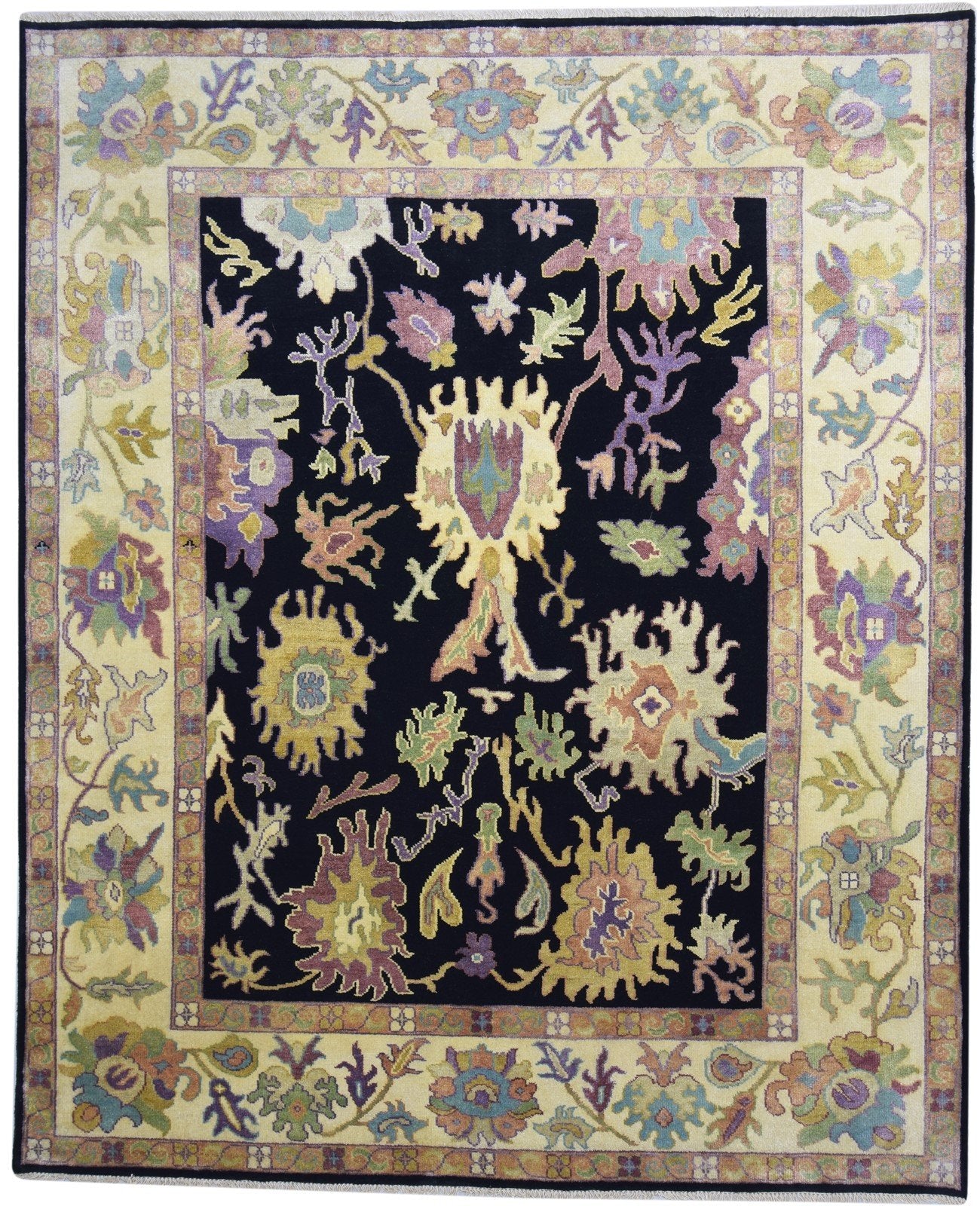 8' X 10' Rug Wool Black Persian Hand Knotted Oushak Oriental Large Carpet   7864183488661