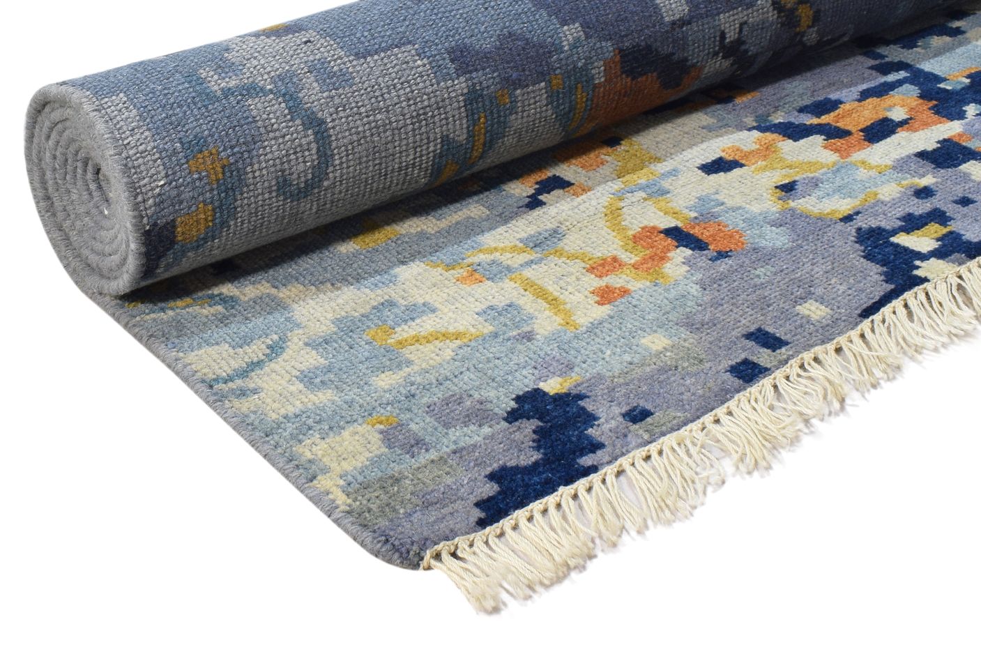 8' X 10' Rug Wool Blue Modern Hand Knotted American Abstract Large Carpet   7865106956437