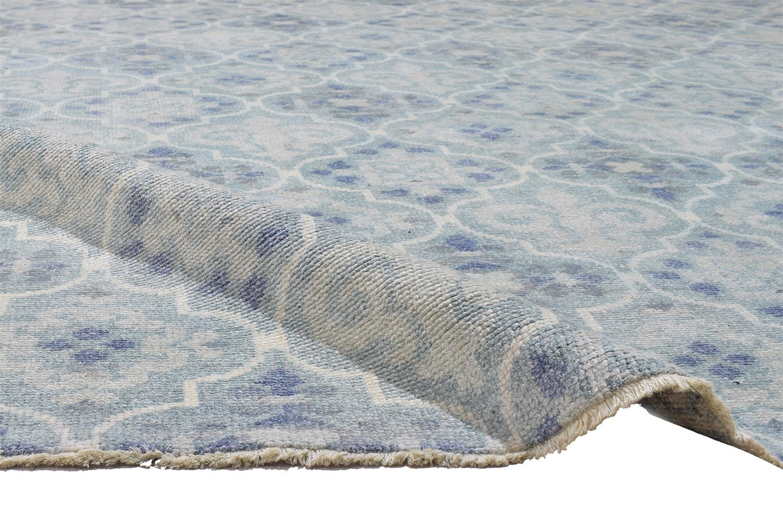8' X 10' Rug Wool Blue Modern Hand Knotted Moroccan Trellis Large Carpet   7864165466261