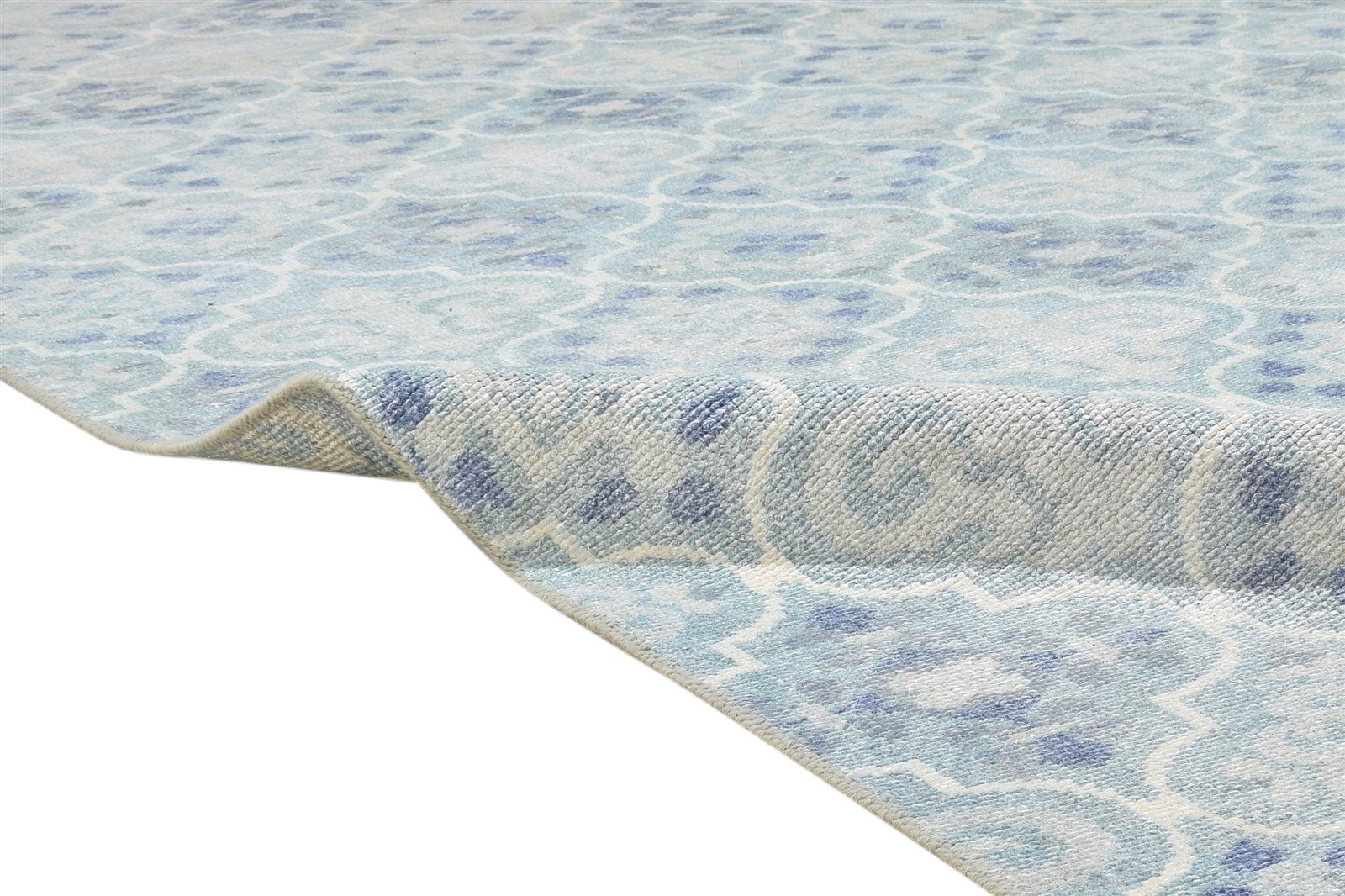 8' X 10' Rug Wool Blue Modern Hand Knotted Moroccan Trellis Large Carpet   7864165466261