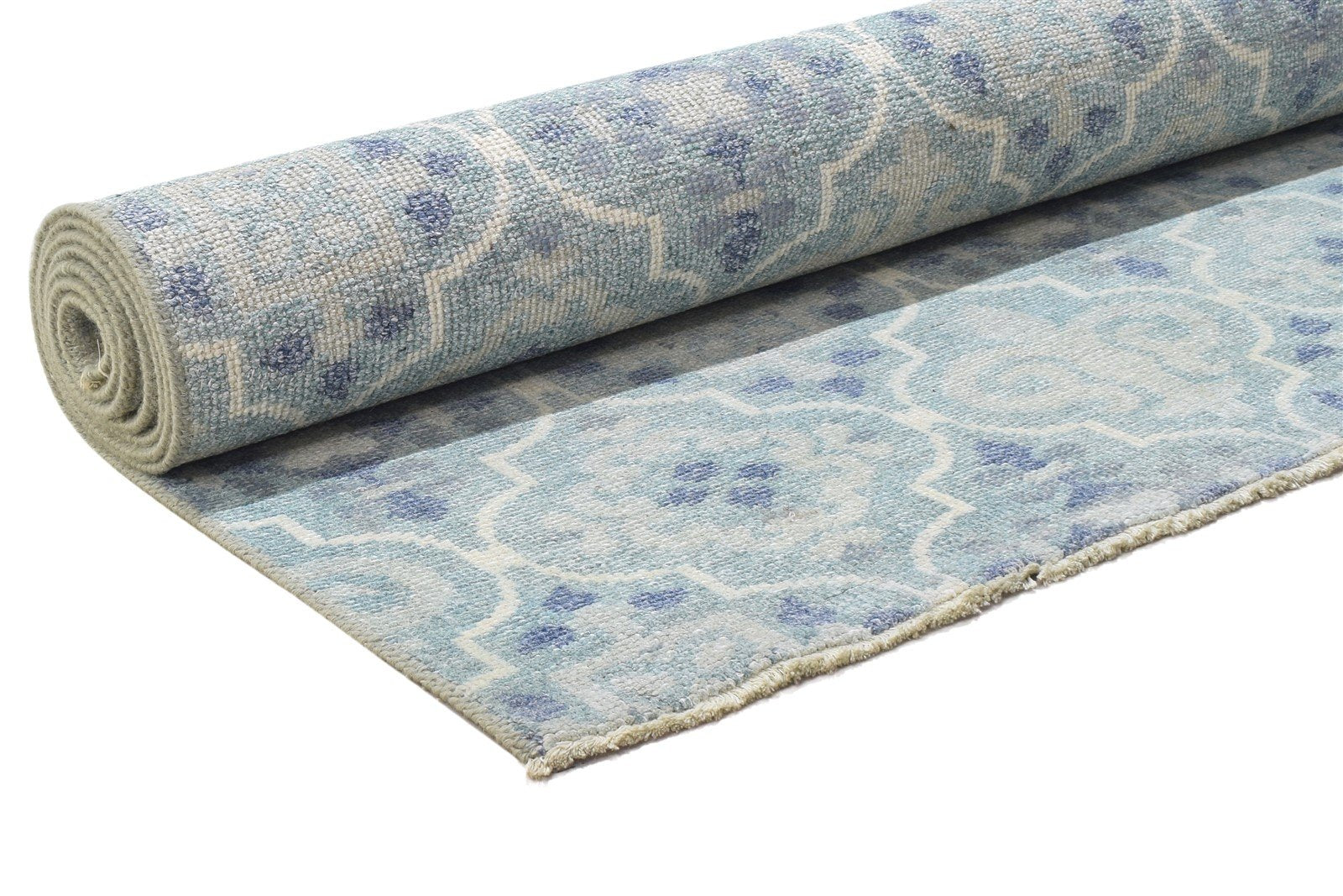 8' X 10' Rug Wool Blue Modern Hand Knotted Moroccan Trellis Large Carpet   7864165466261
