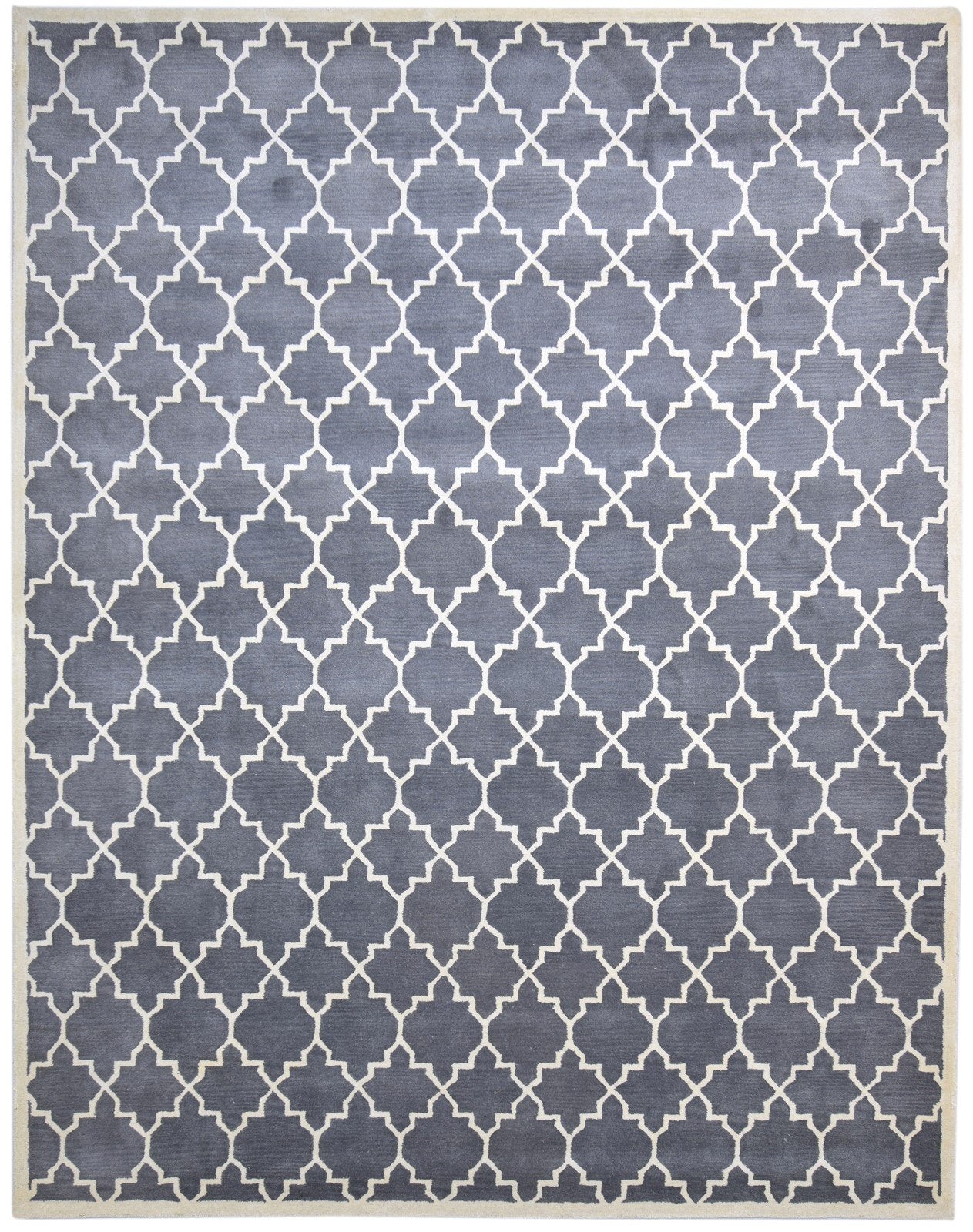 8' X 10' Rug Wool Charcoal Modern Hand Tufted Moroccan Trellis Large Carpet   7864116740245