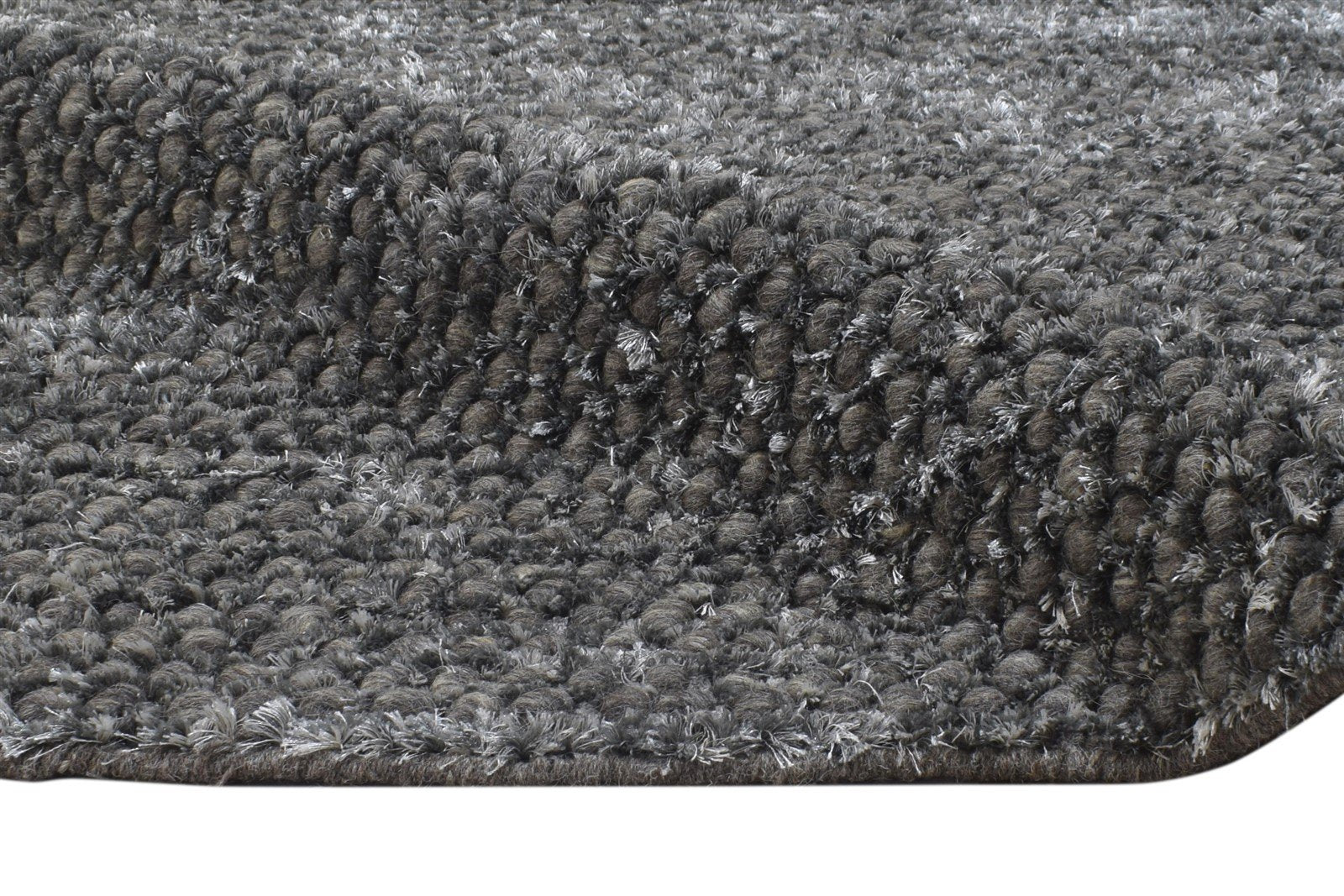 8' X 10' Rug Wool Charcoal Modern Hand Woven Scandinavian Solid Large Carpet   7864785698965