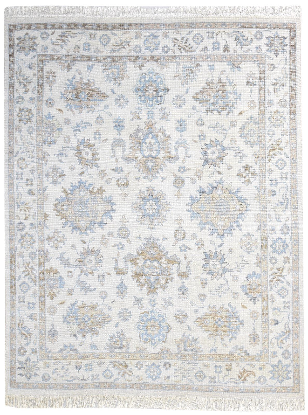 8' X 10' Rug Wool Cream Persian Hand Knotted Oushak Oriental Large Carpet   7864572936341
