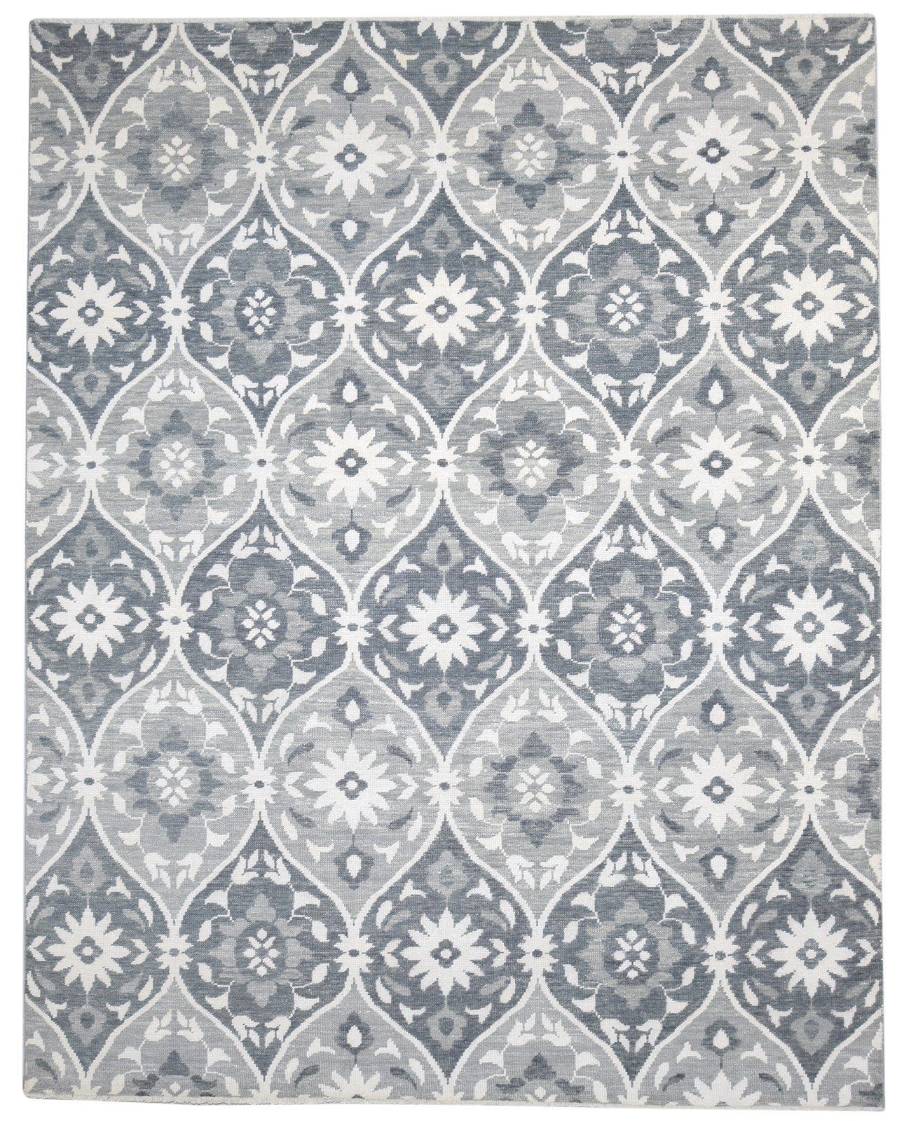 8' X 10' Rug Wool Dark Grey Modern Hand Knotted Moroccan Trellis Large Carpet   7864166514837