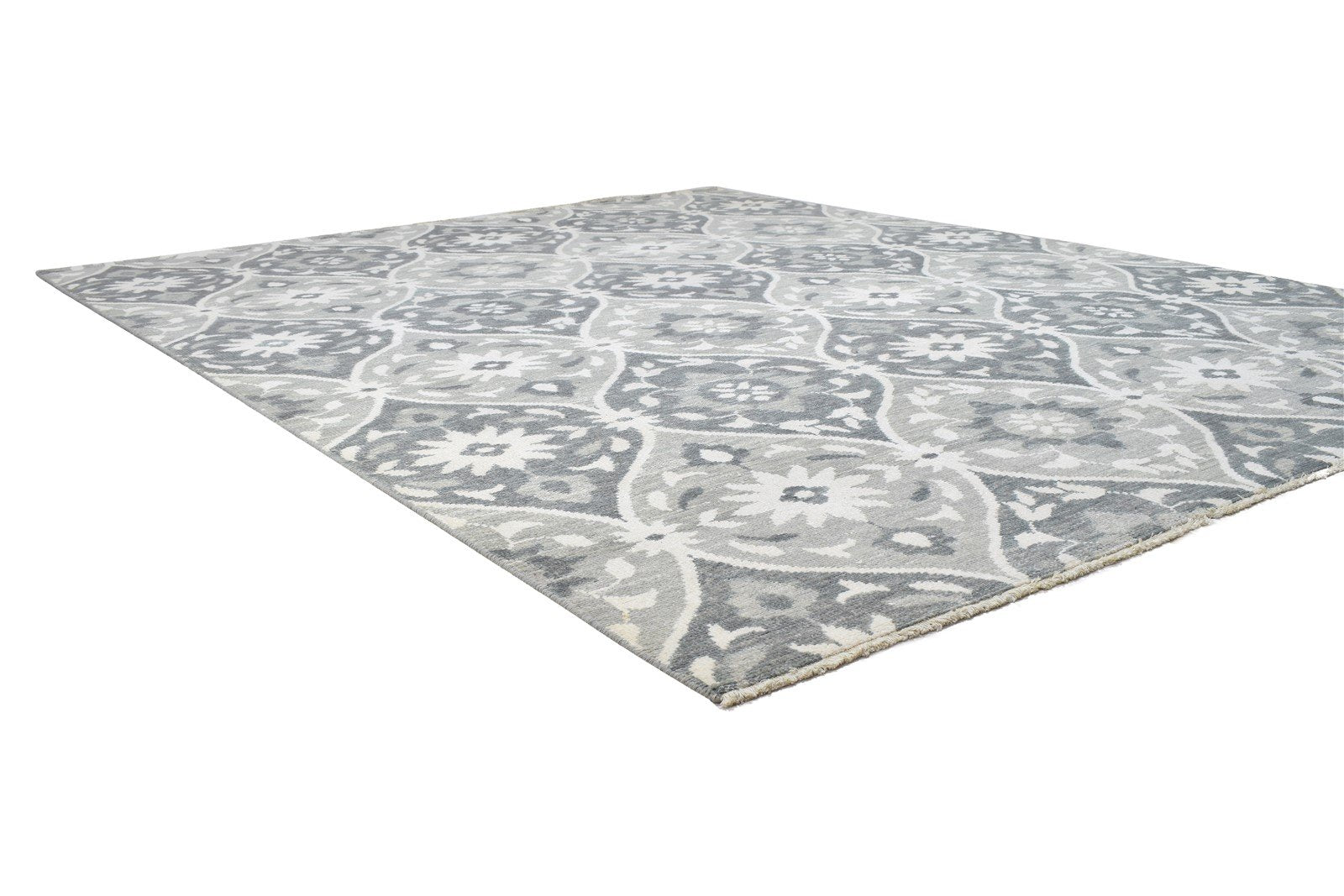 8' X 10' Rug Wool Dark Grey Modern Hand Knotted Moroccan Trellis Large Carpet   7864166514837