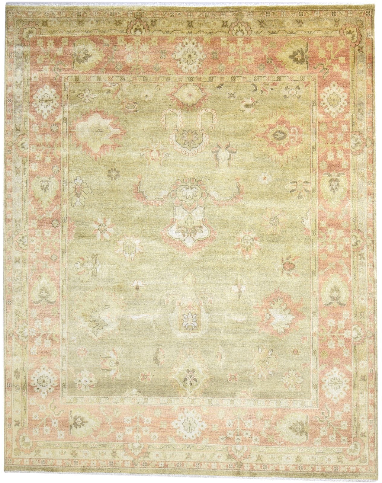 8' X 10' Rug Wool Green Persian Hand Knotted Oushak Oriental Large Carpet   7865010225301