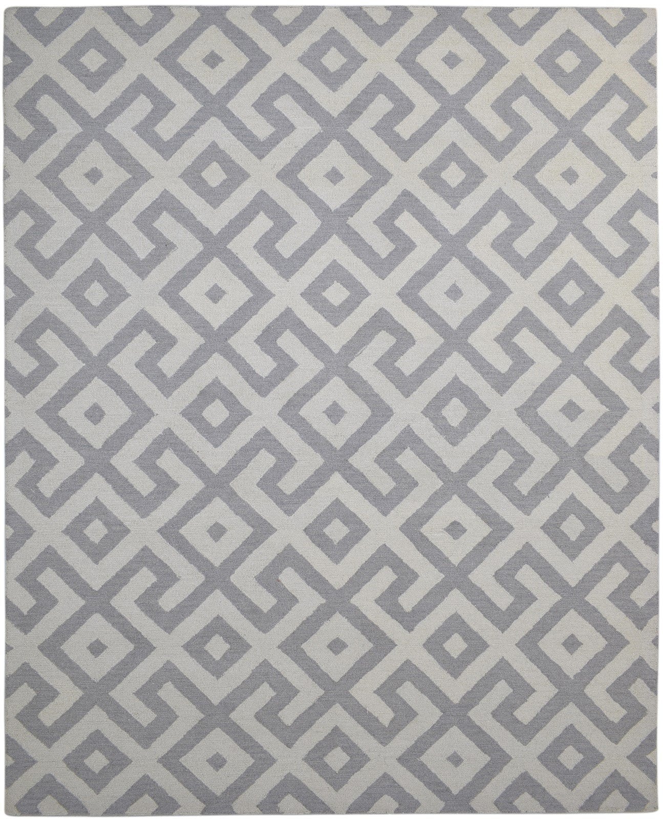 8' X 10' Rug Wool Grey Modern Hand Tufted Moroccan Geometric Large Carpet   7860687929493