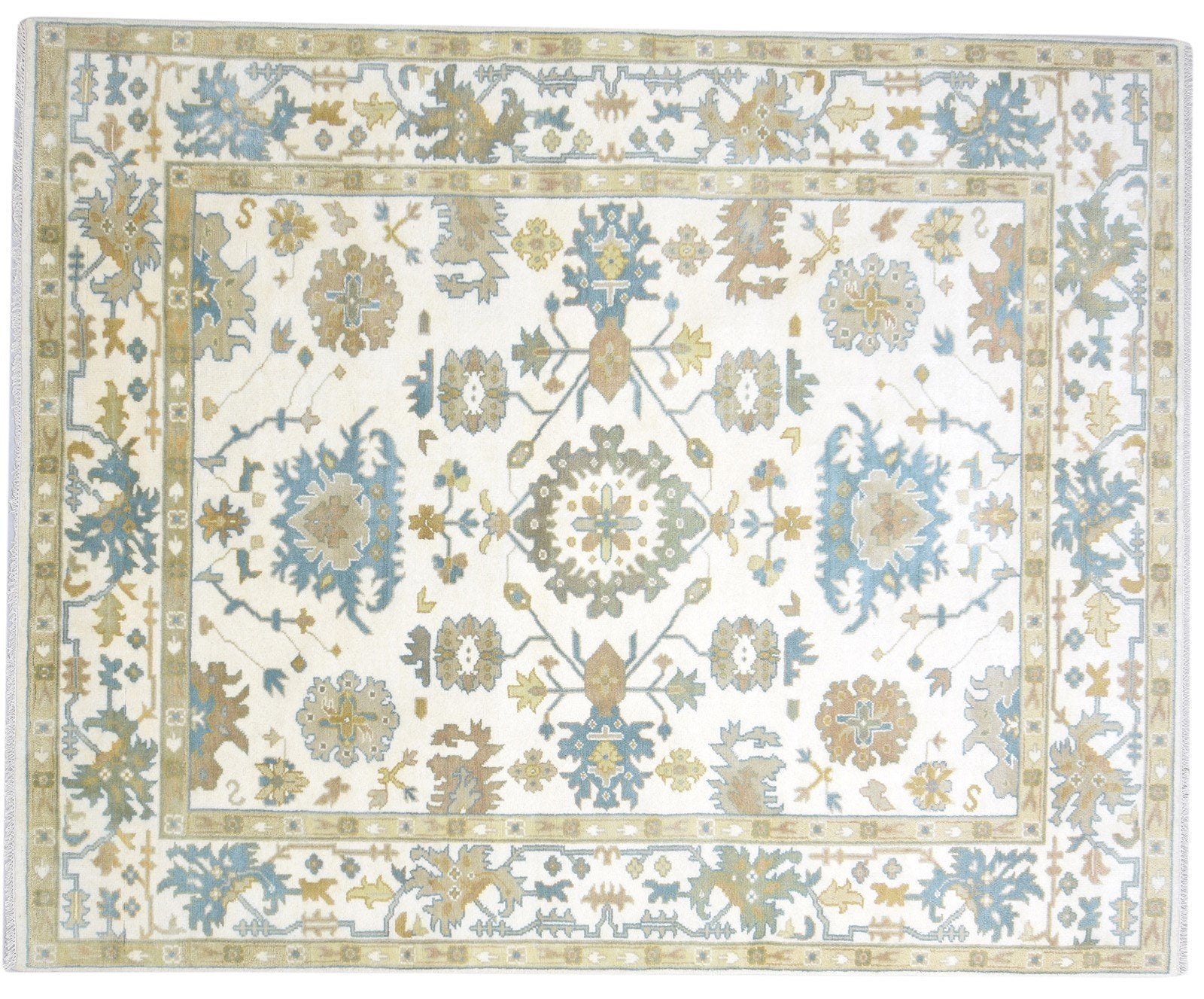 8' X 10' Rug Wool Ivory Persien Hand Knotted Oushak Oriental Large Carpet   7864324456597