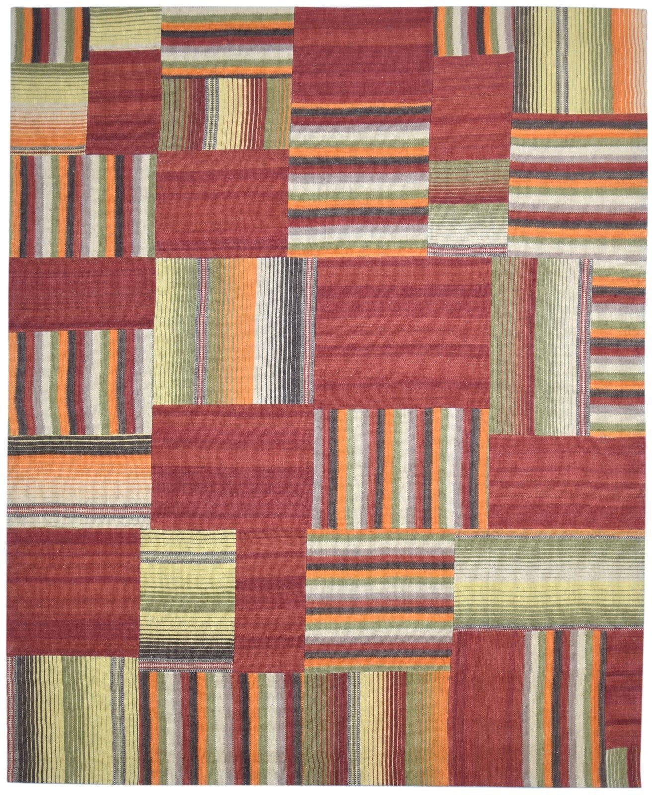 8' X 10' Rug Wool Red Modern Hand Tufted Scandinavian Geometric Large Carpet   7864109662357