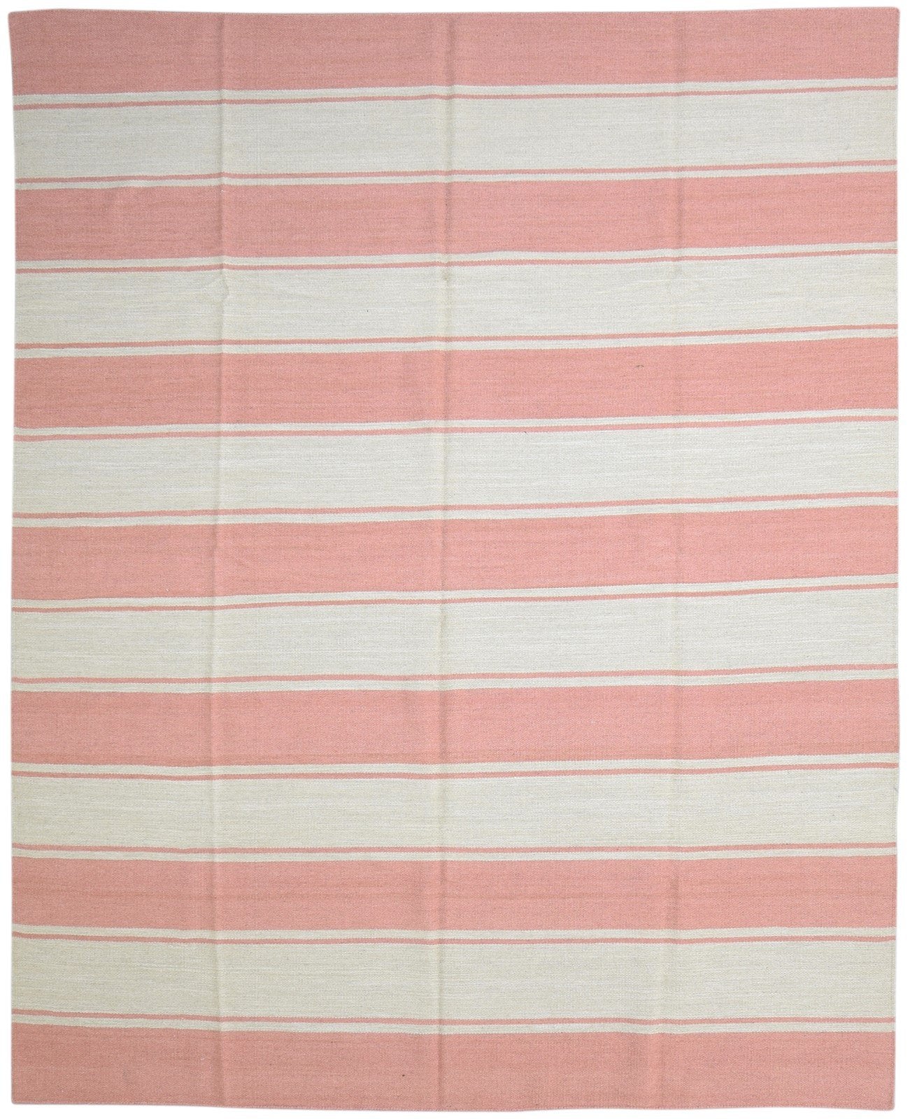 8' X 10' Rug Wool Rust Modern Dhurrie Scandinavian Striped Large Carpet   7865165349013