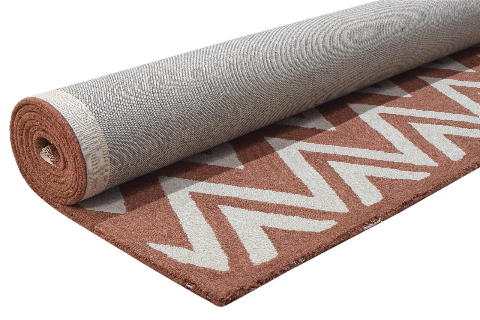 8' X 10' Rug Wool Rust Modern Hand Tufted Scandinavian Chevron Large Carpet   7864305418389