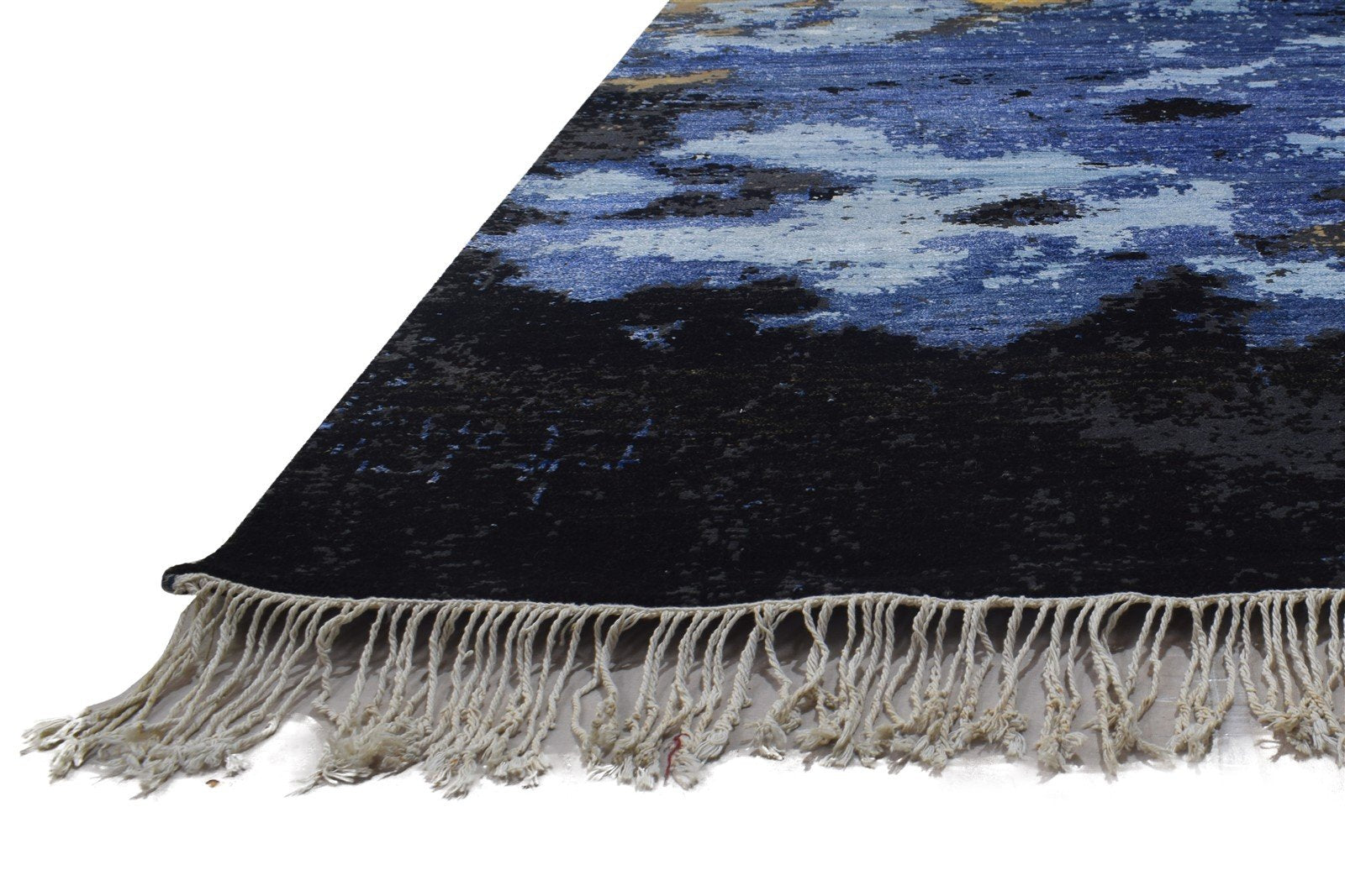 8' X 10' Rug Wool / Silk Blue Modern Hand Knotted Indian Abstract Large Carpet   7864345952405