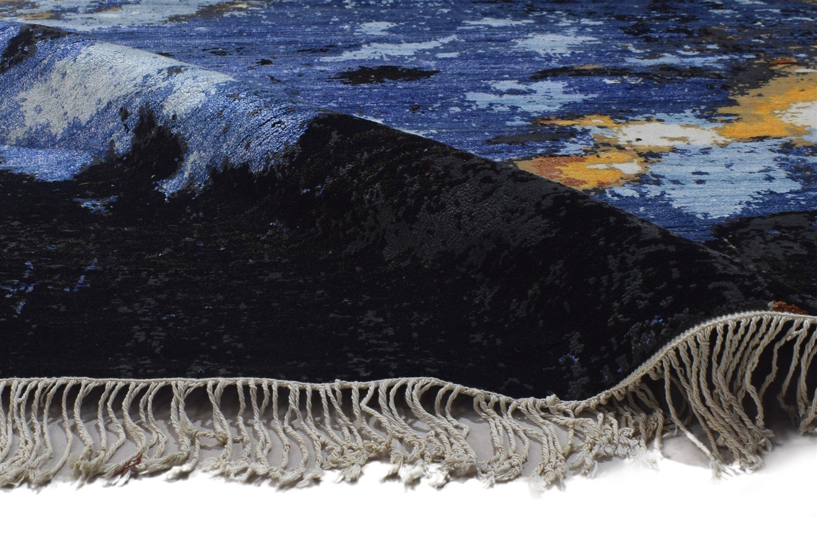 8' X 10' Rug Wool / Silk Blue Modern Hand Knotted Indian Abstract Large Carpet   7864345952405