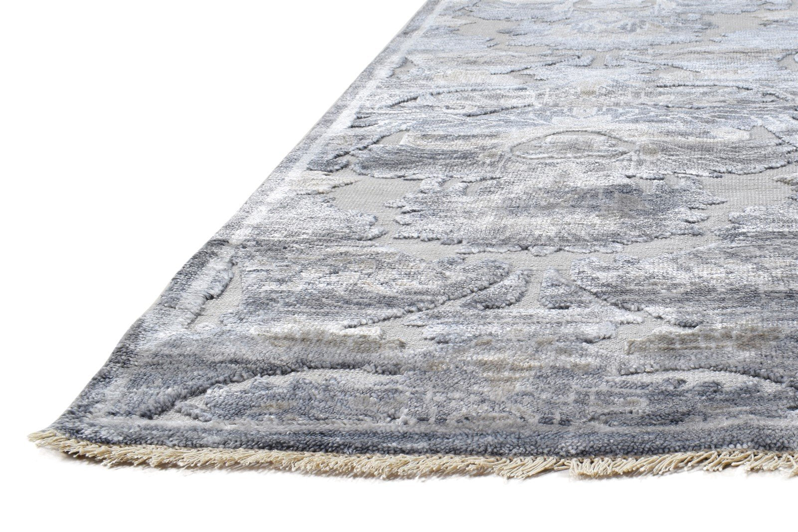 8' X 10' Rug Wool / Silk Grey Modern Hand Knotted European Damask Large Carpet   7865000558741