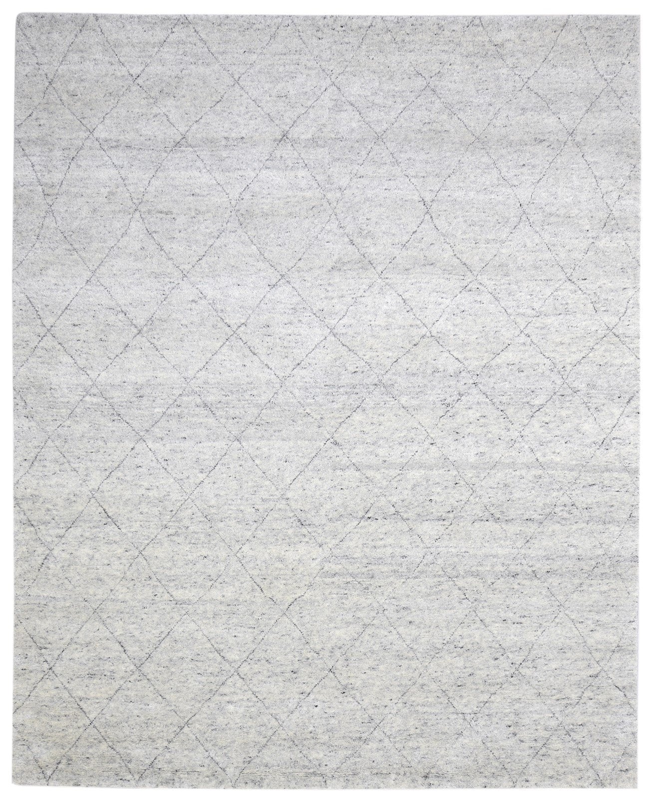 8' X 10' Rug Wool / Silk Grey Modern Hand Knotted Moroccan Diamond Large Carpet   7864103305365