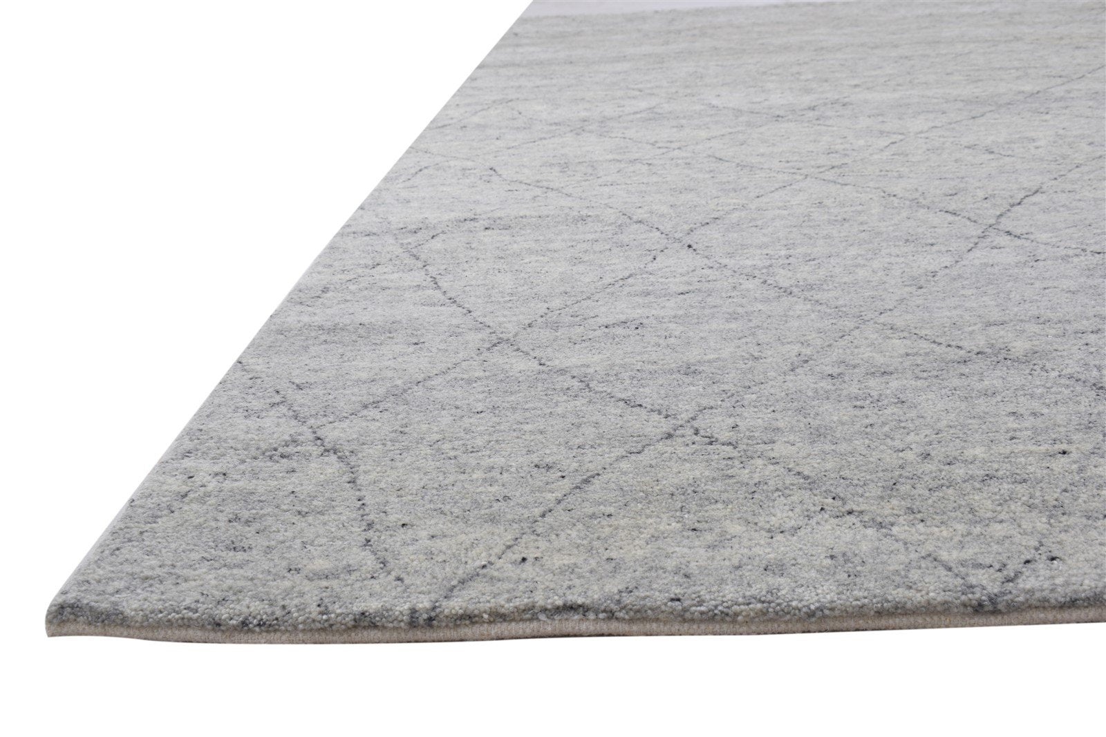 8' X 10' Rug Wool / Silk Grey Modern Hand Knotted Moroccan Diamond Large Carpet   7864103305365