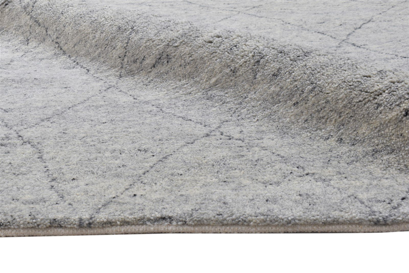 8' X 10' Rug Wool / Silk Grey Modern Hand Knotted Moroccan Diamond Large Carpet   7864103305365