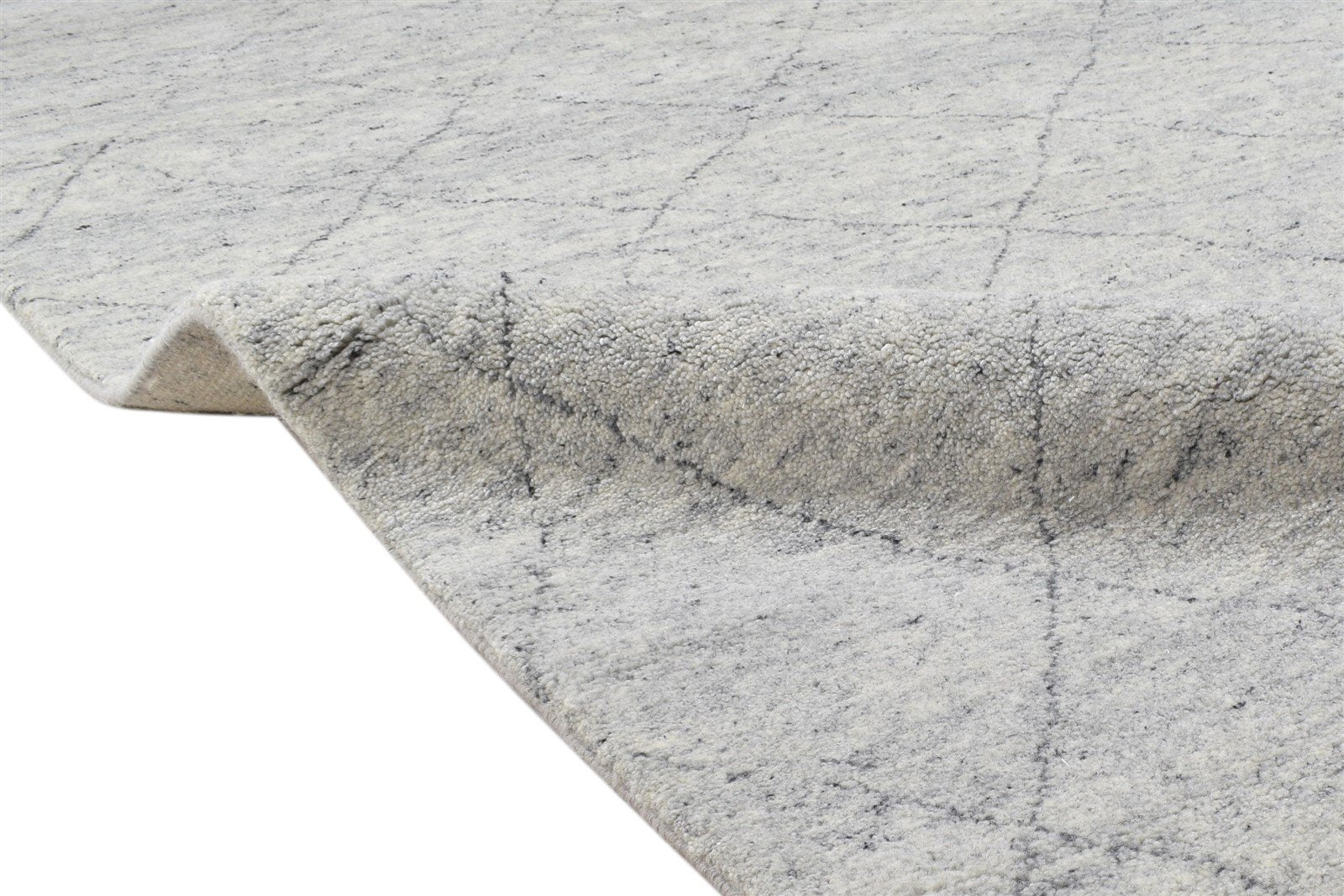 8' X 10' Rug Wool / Silk Grey Modern Hand Knotted Moroccan Diamond Large Carpet   7864103305365