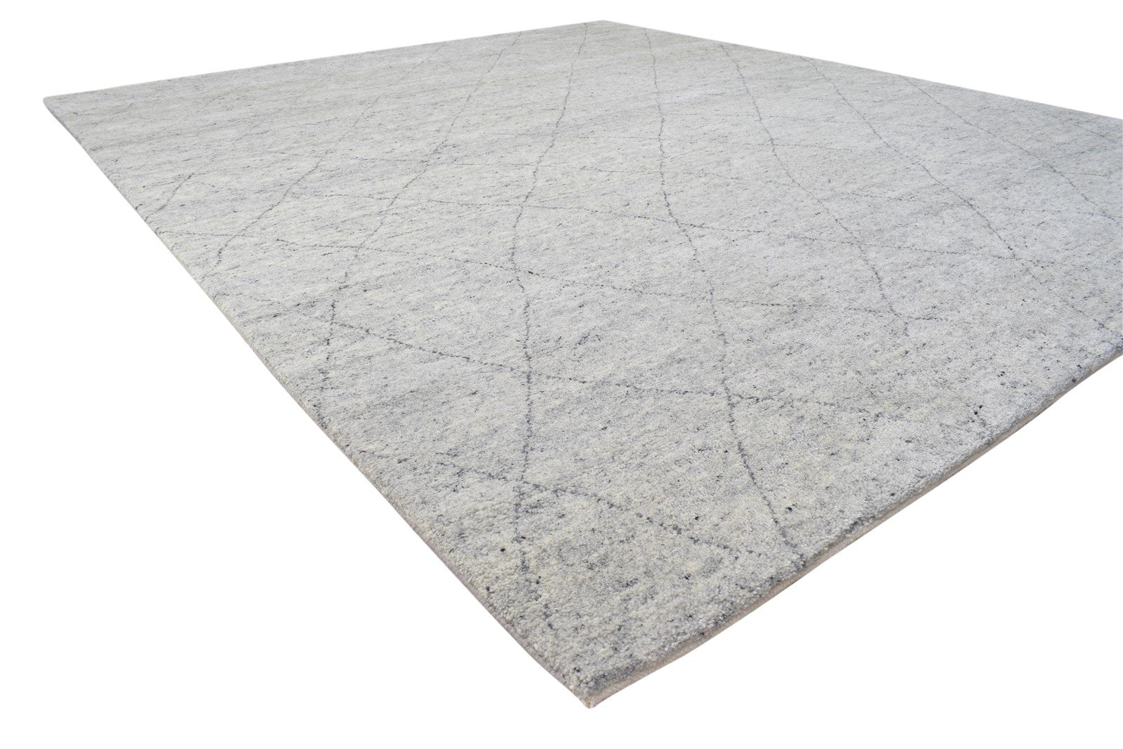 8' X 10' Rug Wool / Silk Grey Modern Hand Knotted Moroccan Diamond Large Carpet   7864103305365