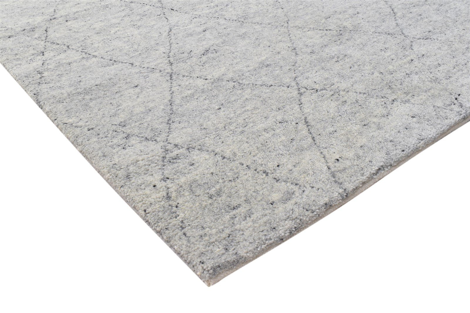 8' X 10' Rug Wool / Silk Grey Modern Hand Knotted Moroccan Diamond Large Carpet   7864103305365