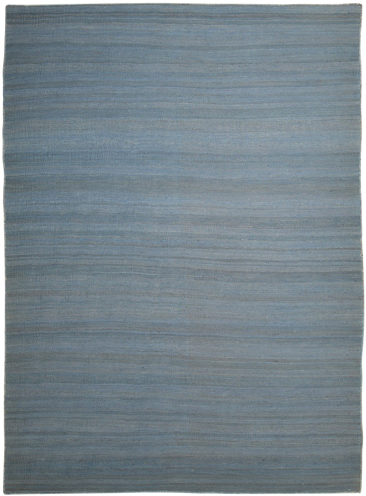8' X 11' Rug Jute Blue Modern Hand Woven Scandinavian Striped Large Carpet   7864778064021