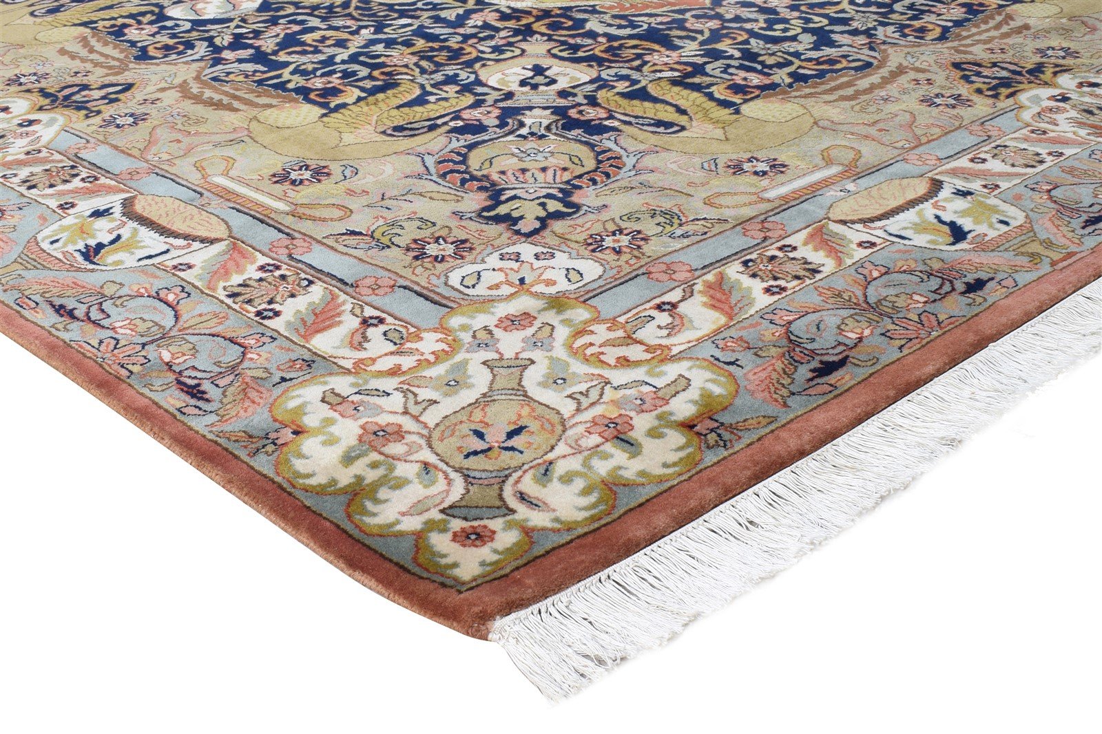 8' X 11' Rug Wool Navy Blue Persian Hand Knotted Kashan Oriental Large Carpet   7864635719829