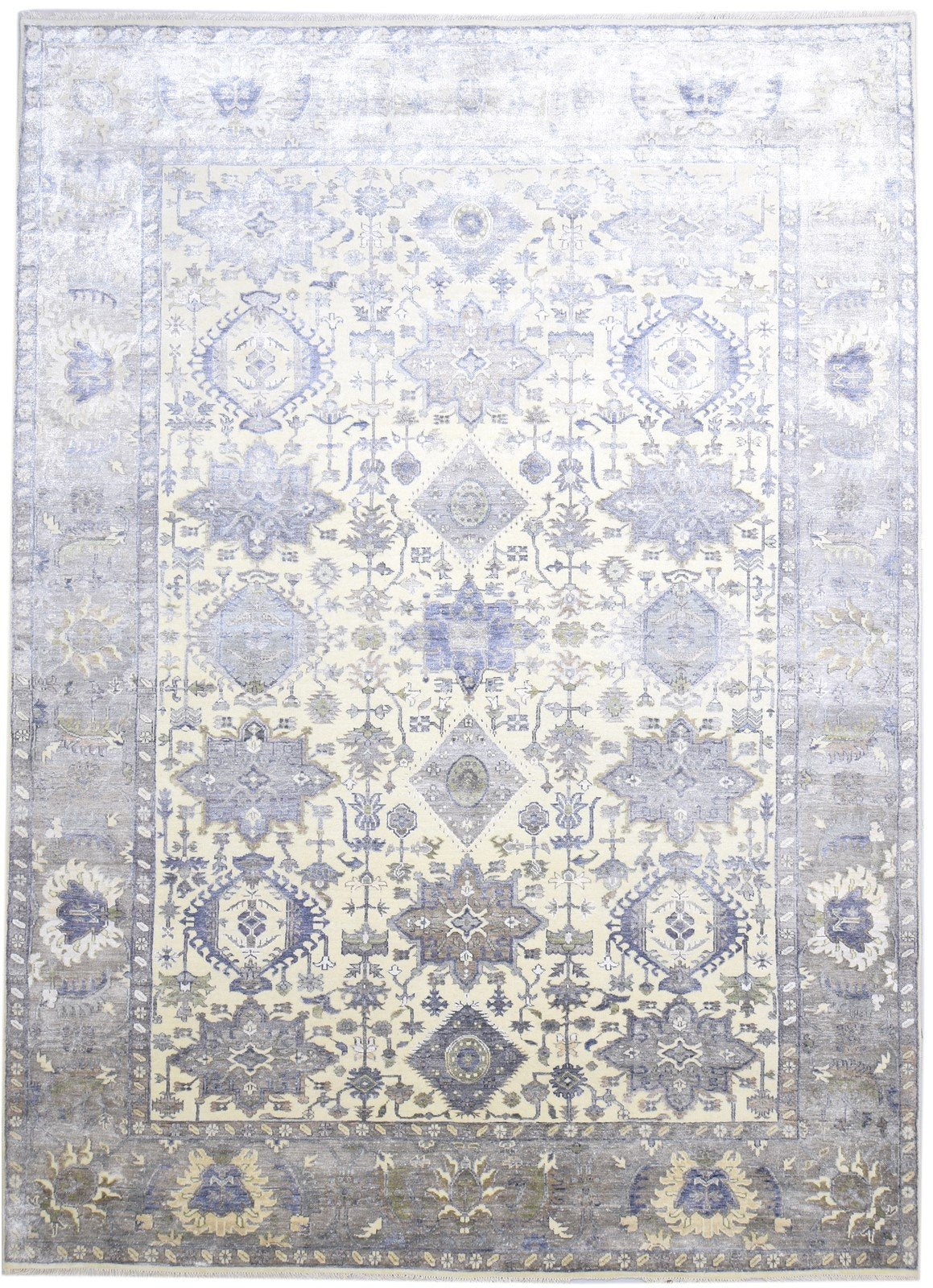 8' X 12' Rug Silk Grey Persian Hand Knotted Oushak Oriental Large Carpet   7864193974421