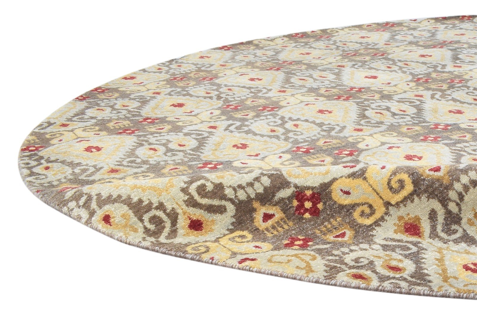 8' X 8' Rug Wool Grey Transitional Hand Knotted European Ikat Large Round   7864599281813