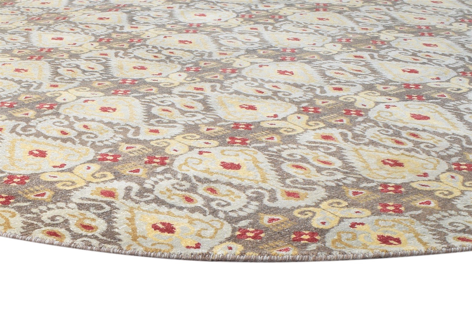 8' X 8' Rug Wool Grey Transitional Hand Knotted European Ikat Large Round   7864599281813