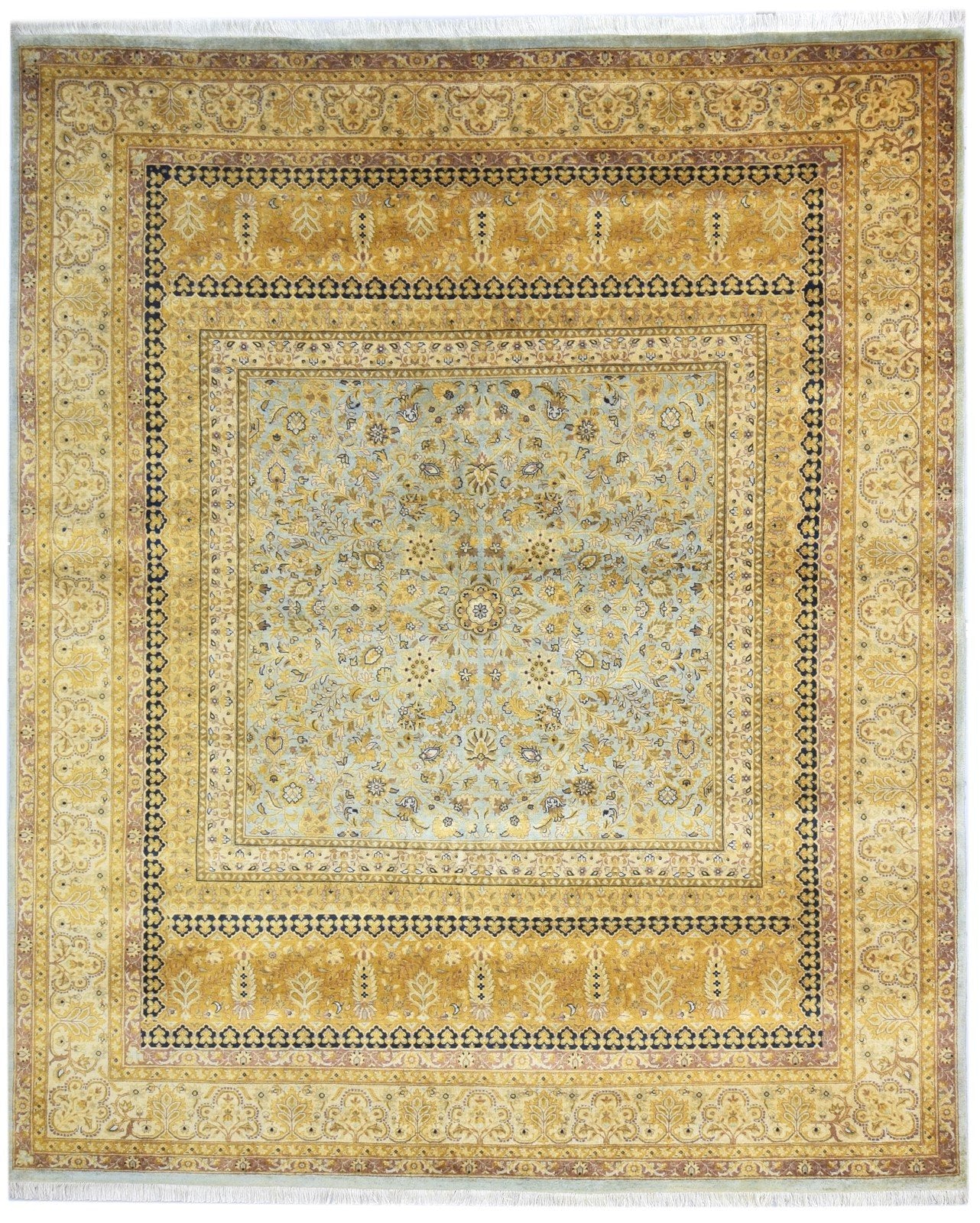 8' X 9' Rug Wool Gold Persian Hand Knotted Kashan Oriental Large Carpet   7864634048661