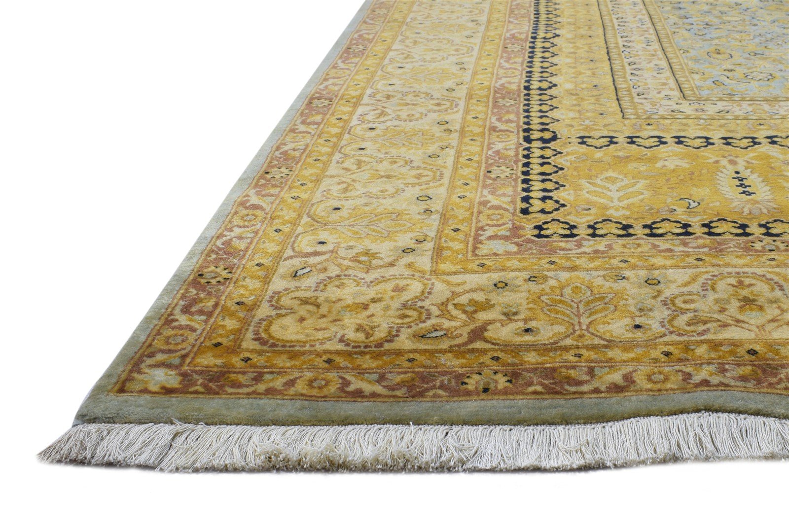 8' X 9' Rug Wool Gold Persian Hand Knotted Kashan Oriental Large Carpet   7864634048661