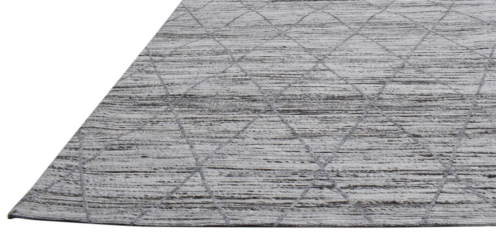 5X8 Rug Wool Silk Grey Modern Hand Woven Scandinavian Diamond Room Size Carpet