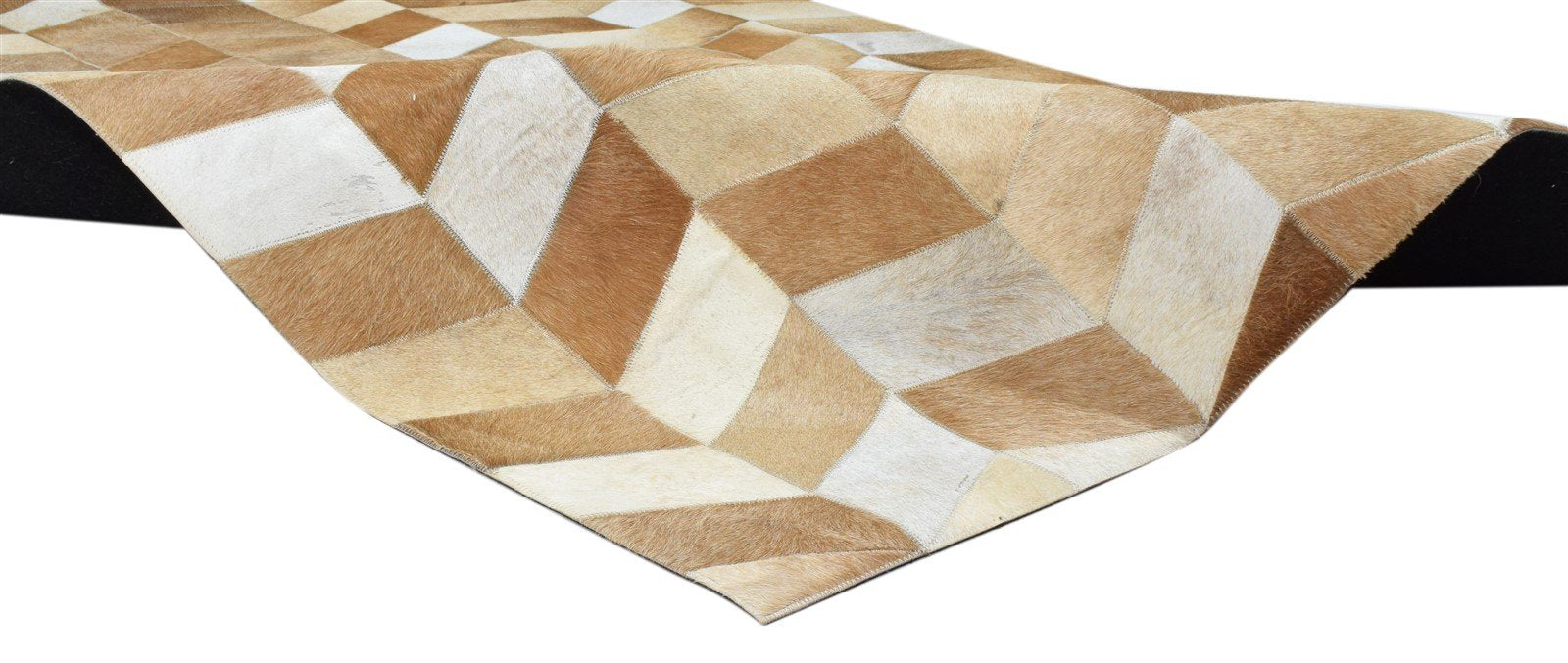 Hand Woven Brown Leather Rug 4' X 6' Modern French Chevron Room Size Carpet 