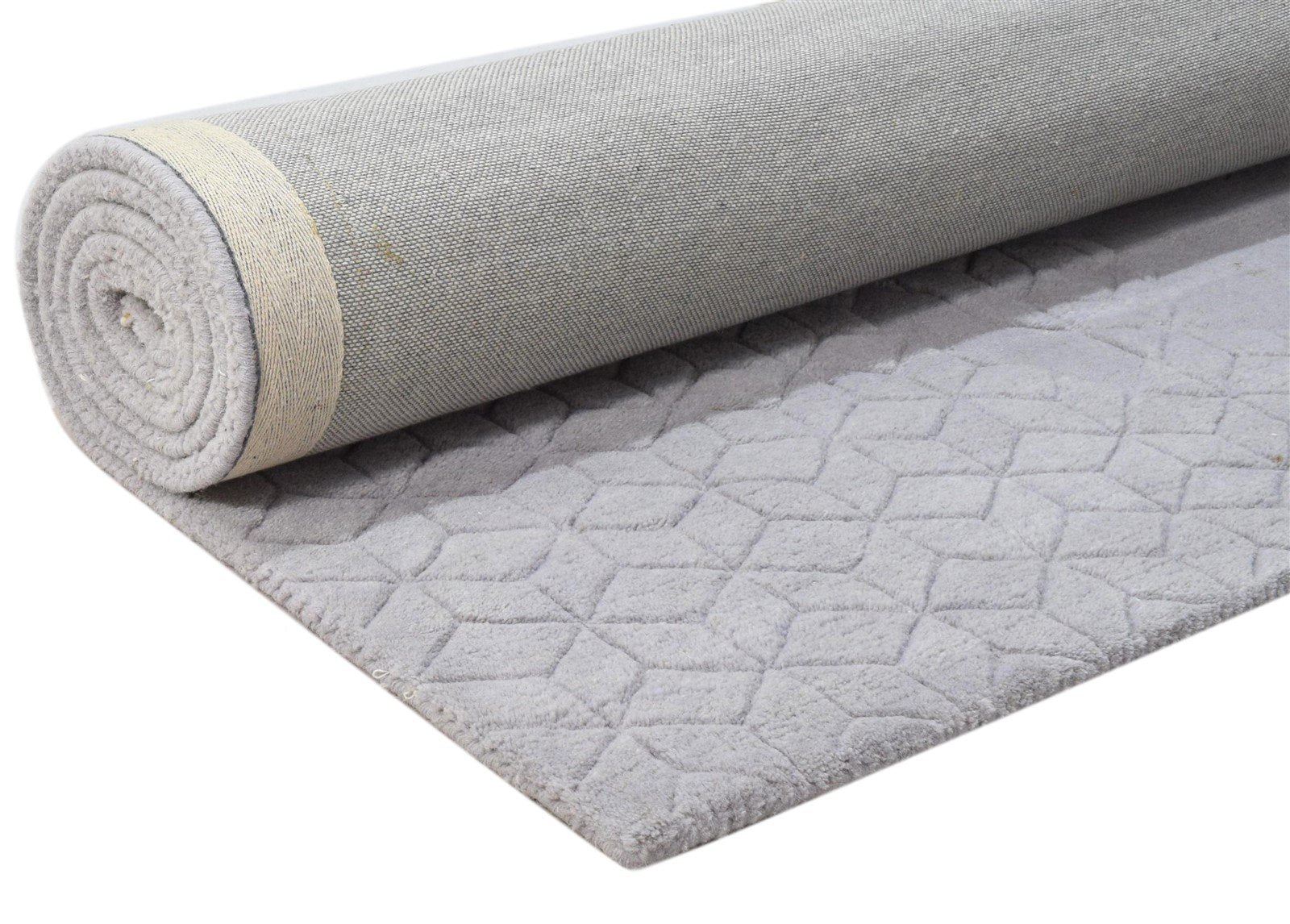 Grey Wool Rug 5' X 8' Modern Hand Tufted Scandinavian Solid Room Size Carpet 