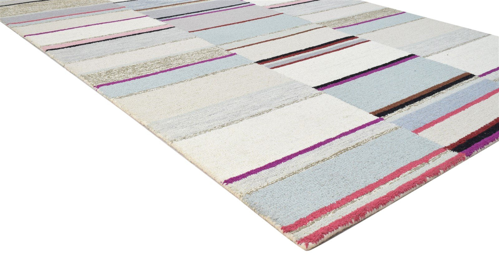 5X8 Rug Wool Multi Color Modern Hand Tufted Scandinavian Striped Room Size 