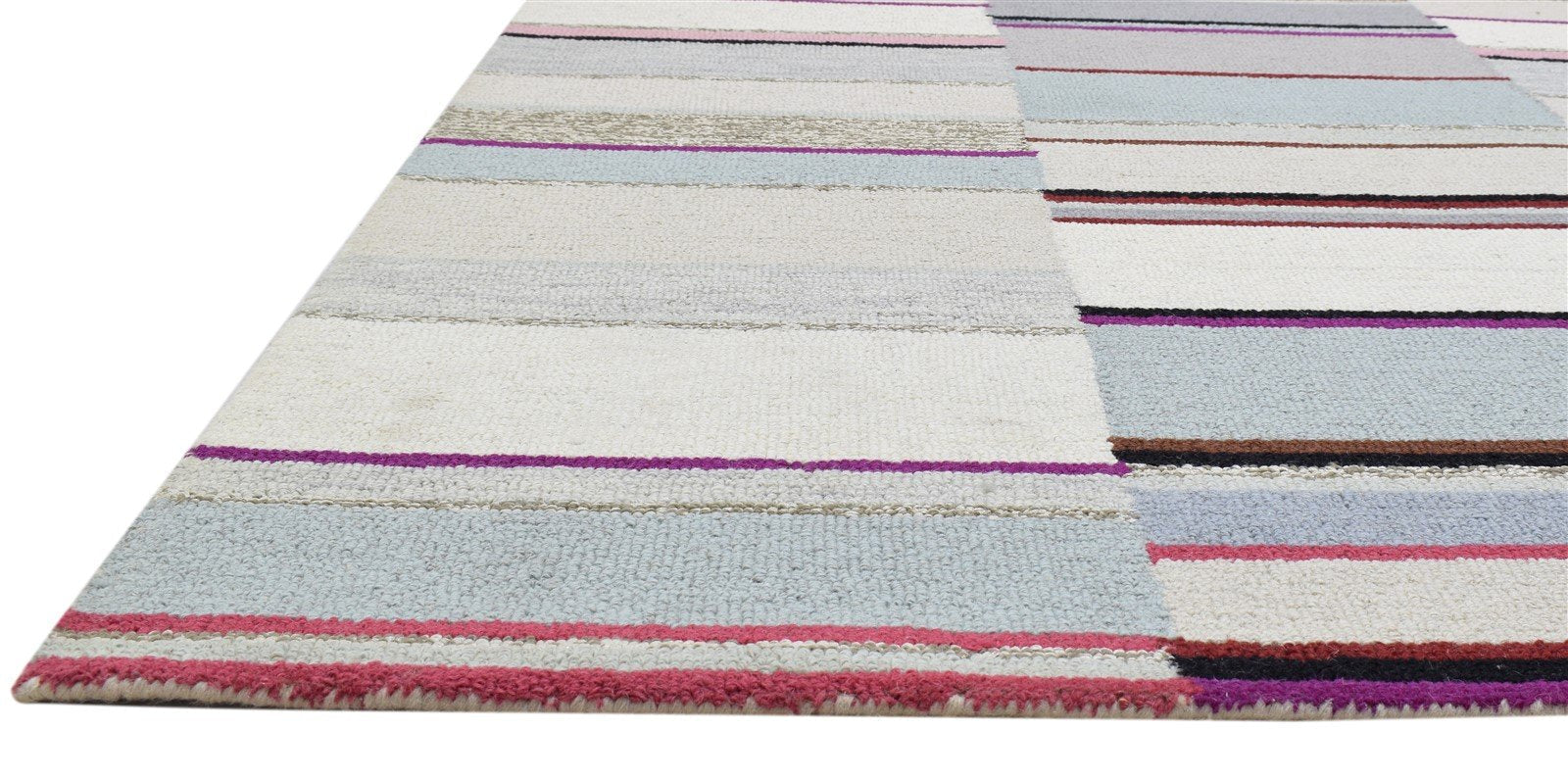 5X8 Rug Wool Multi Color Modern Hand Tufted Scandinavian Striped Room Size