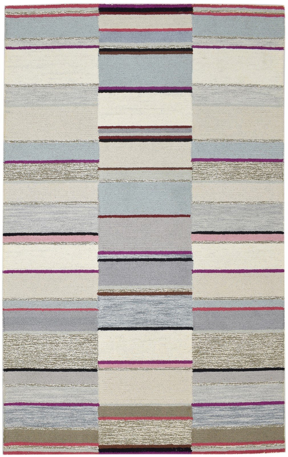 5X8 Rug Wool Multi Color Modern Hand Tufted Scandinavian Striped Room Size