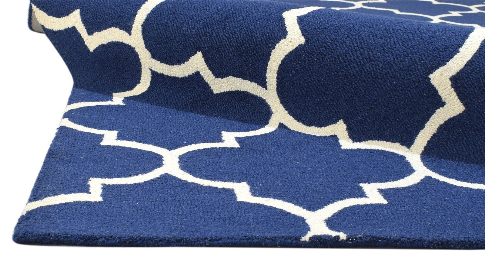 Hand Tufted Blue Wool Rug 5' X 8' Modern Moroccan Trellis Room Size Carpet 