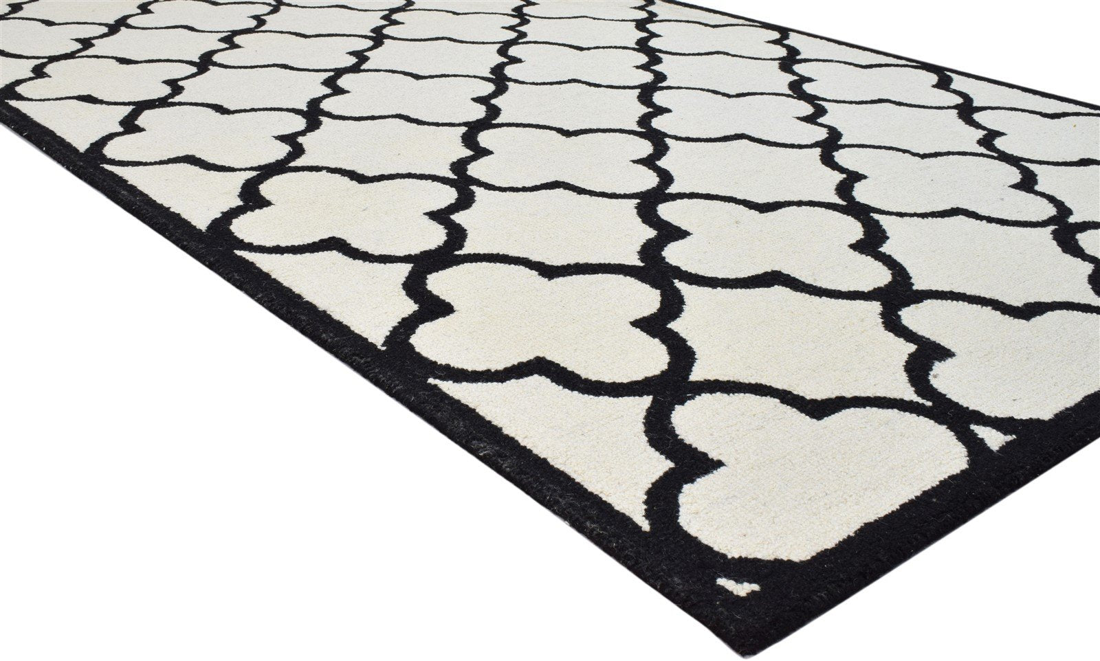 Hand Tufted Ivory Wool Rug 5' X 8' Modern Moroccan Trellis Room Size Carpet 