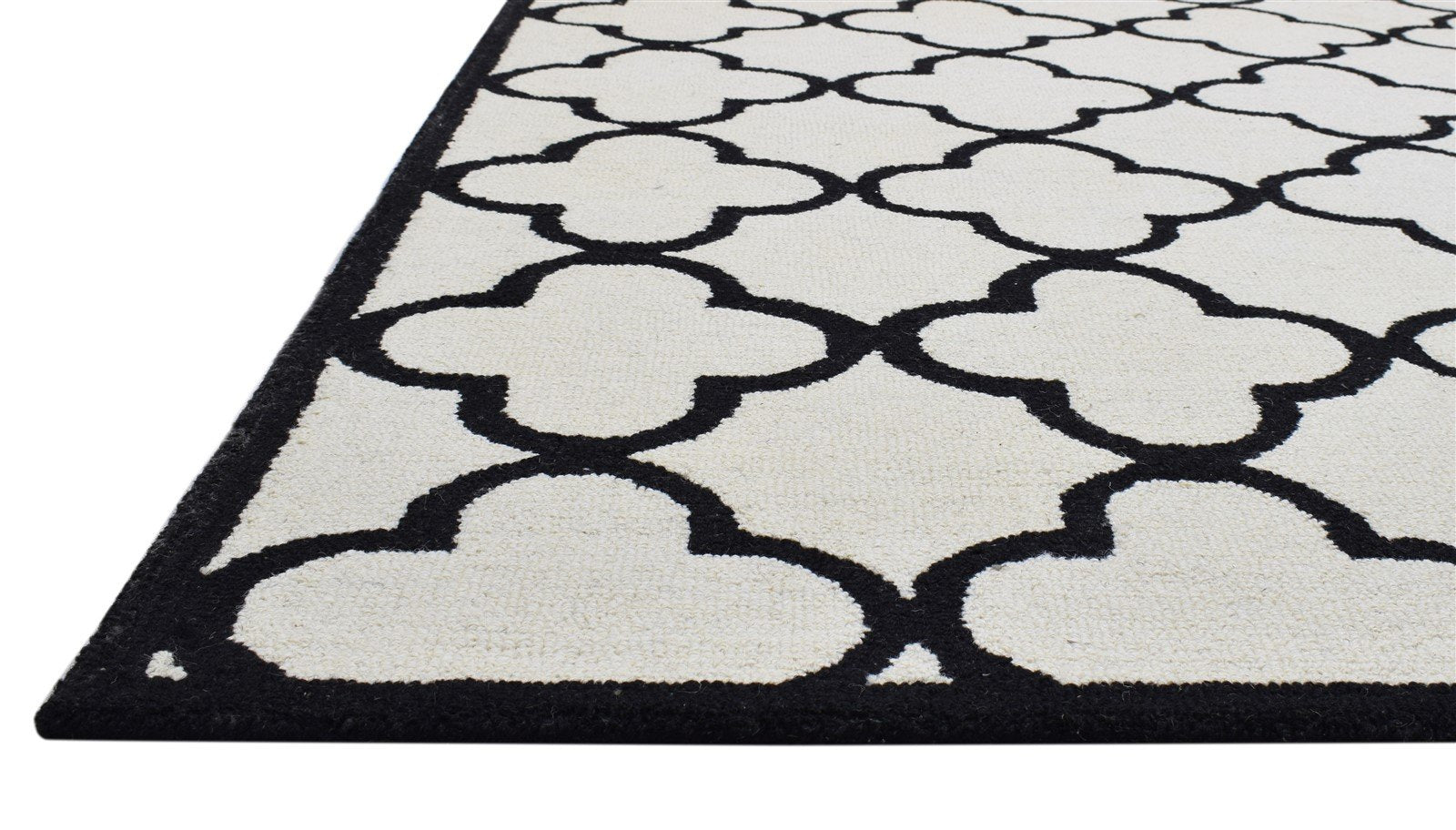 Hand Tufted Ivory Wool Rug 5' X 8' Modern Moroccan Trellis Room Size Carpet