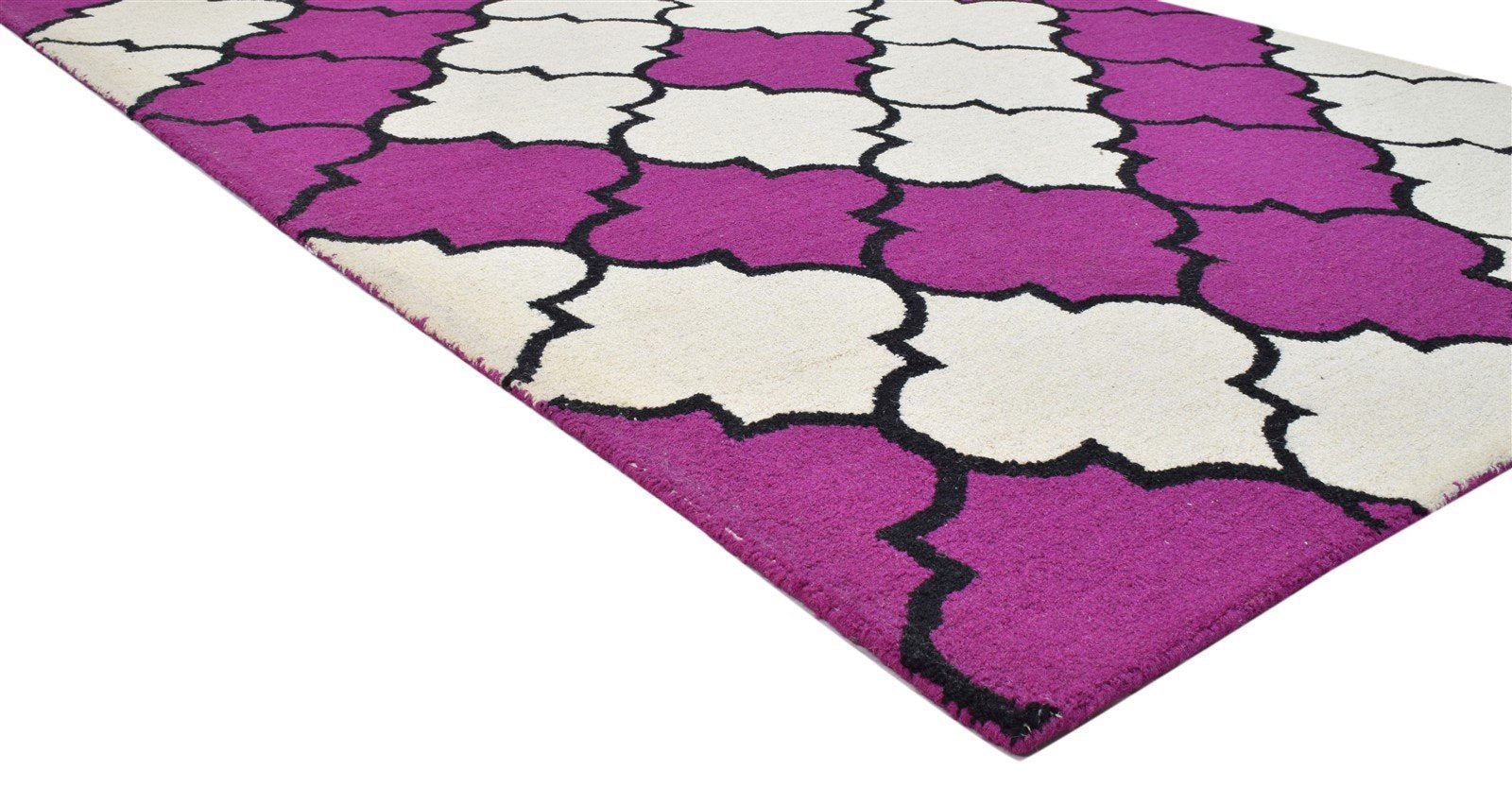 5' X 8' Rug Wool Purple Modern Hand Tufted Moroccan Trellis Room Size Carpet 