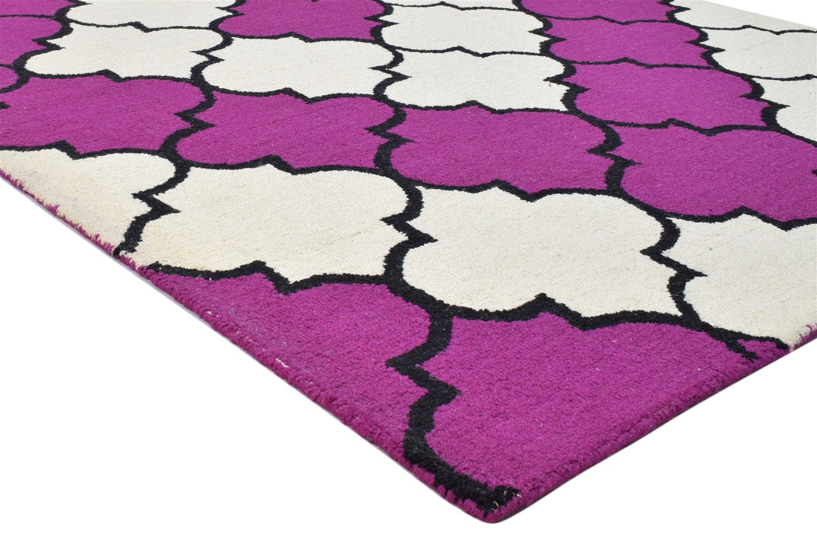 5' X 8' Rug Wool Purple Modern Hand Tufted Moroccan Trellis Room Size Carpet 