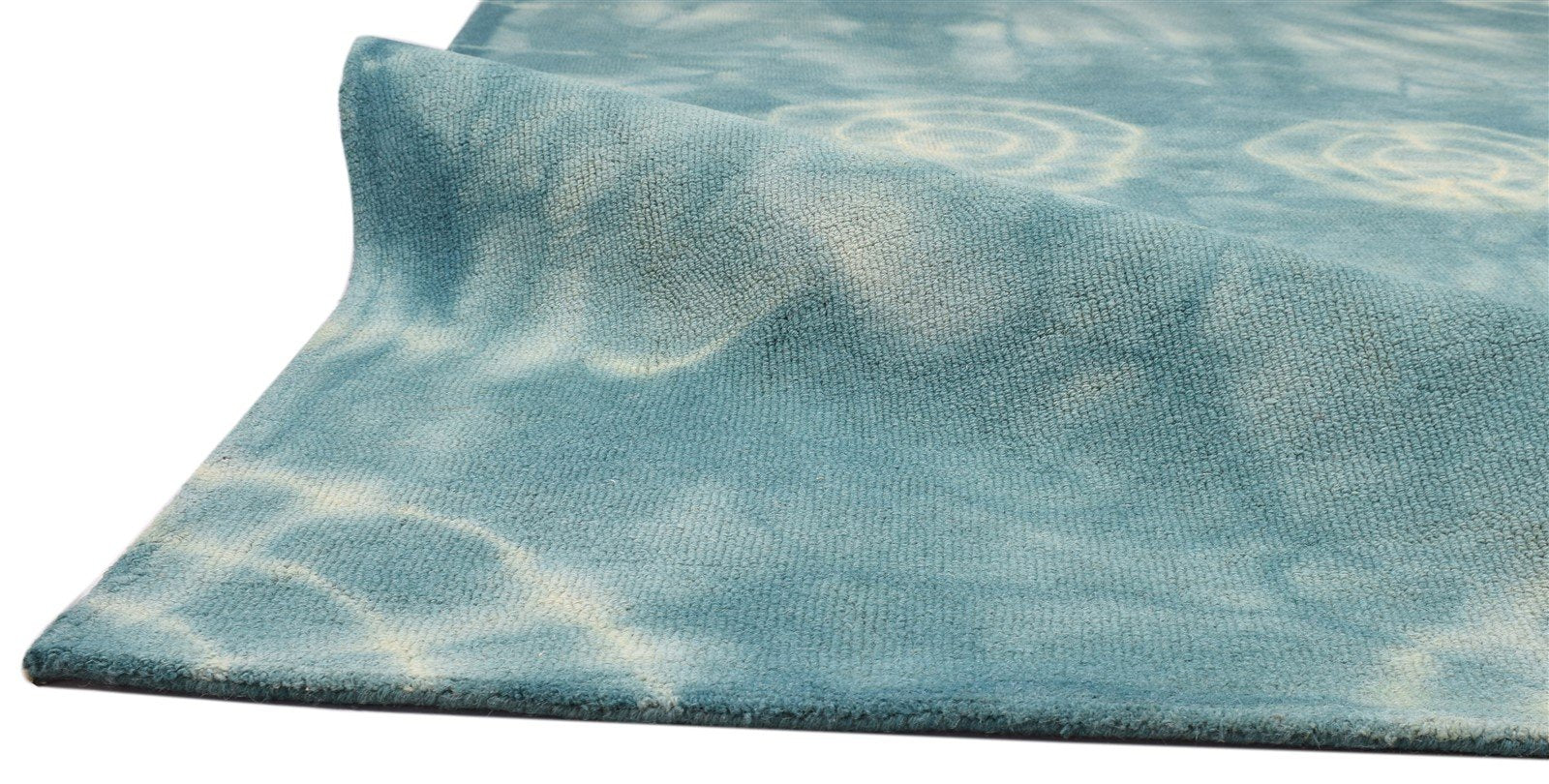 Hand Tufted Green Wool Rug 5' X 8' Modern Shibori Tie Dye Room Size Carpet 