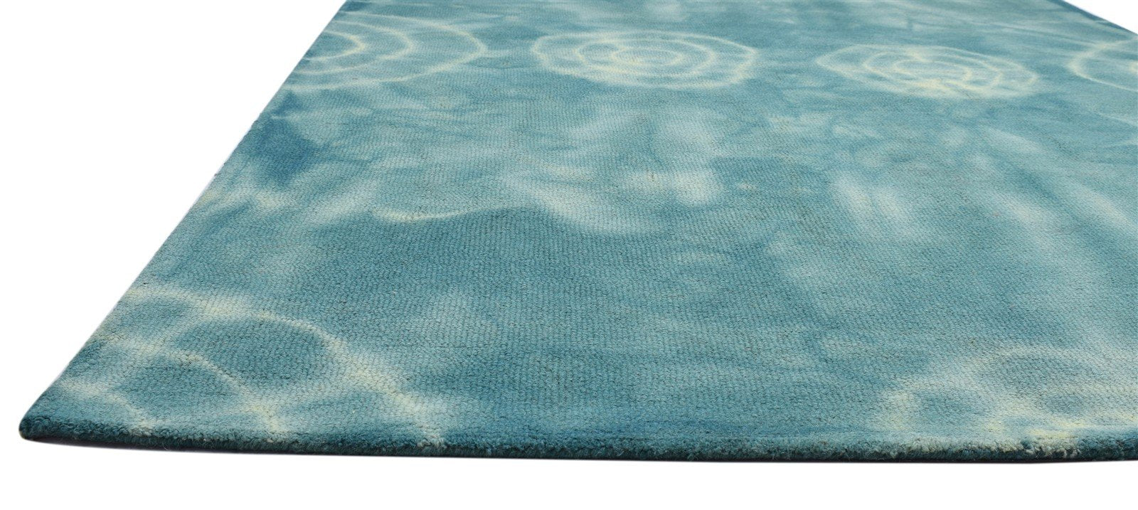 Hand Tufted Green Wool Rug 5' X 8' Modern Shibori Tie Dye Room Size Carpet