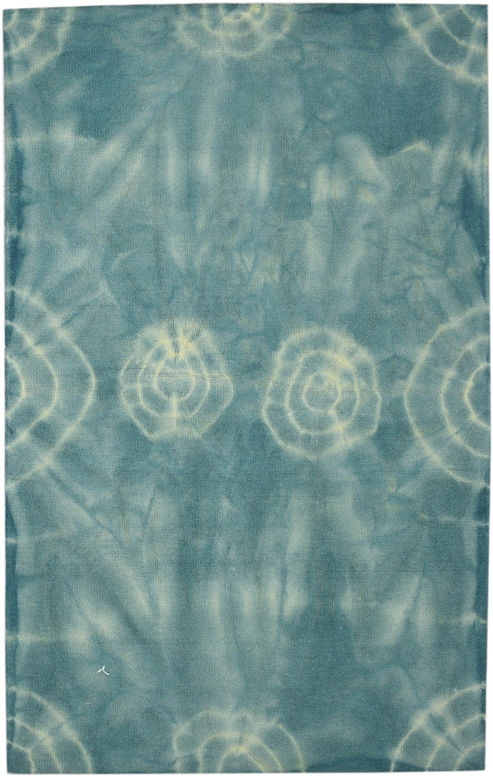 Hand Tufted Green Wool Rug 5' X 8' Modern Shibori Tie Dye Room Size Carpet