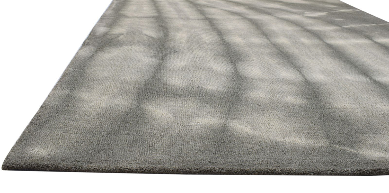 Grey Wool Rug 5' X 8' Modern Hand Tufted Shibori Tie Dye Room Size Carpet