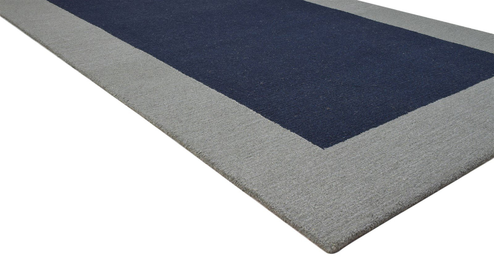 5' X 8' Rug Wool Blue Modern Hand Tufted Scandinavian Bordered Room Size Carpet 